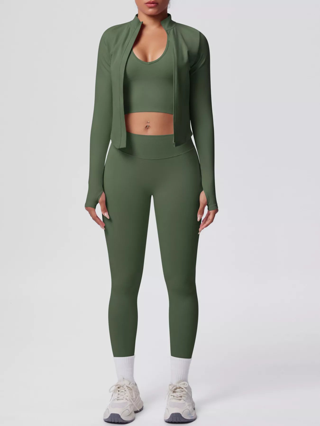 Zip-Up Jacket Tank and Leggings Active Set