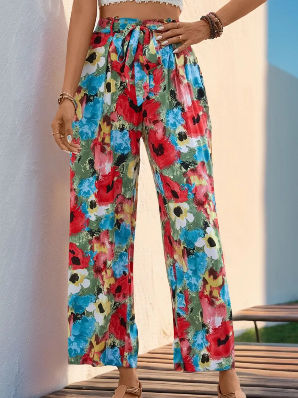 Printed Wide-Leg Pants in Multicolor