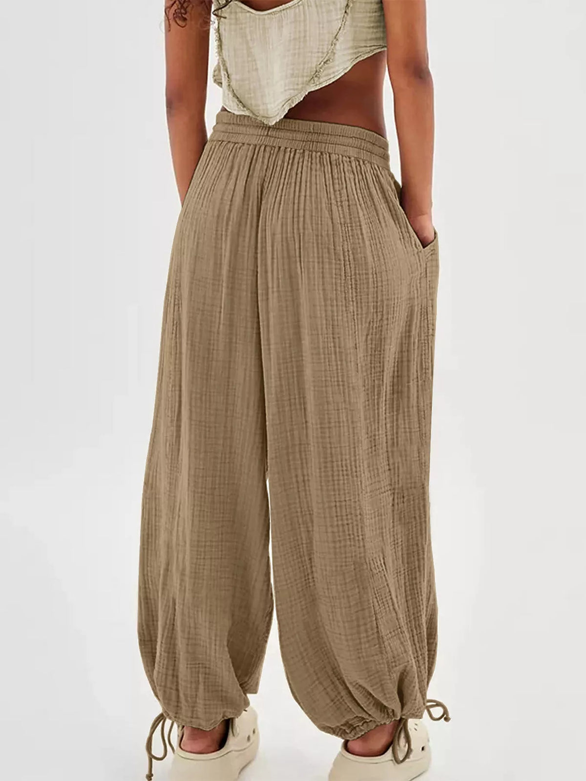 Loose-Fit Gauze Drawstring Pants