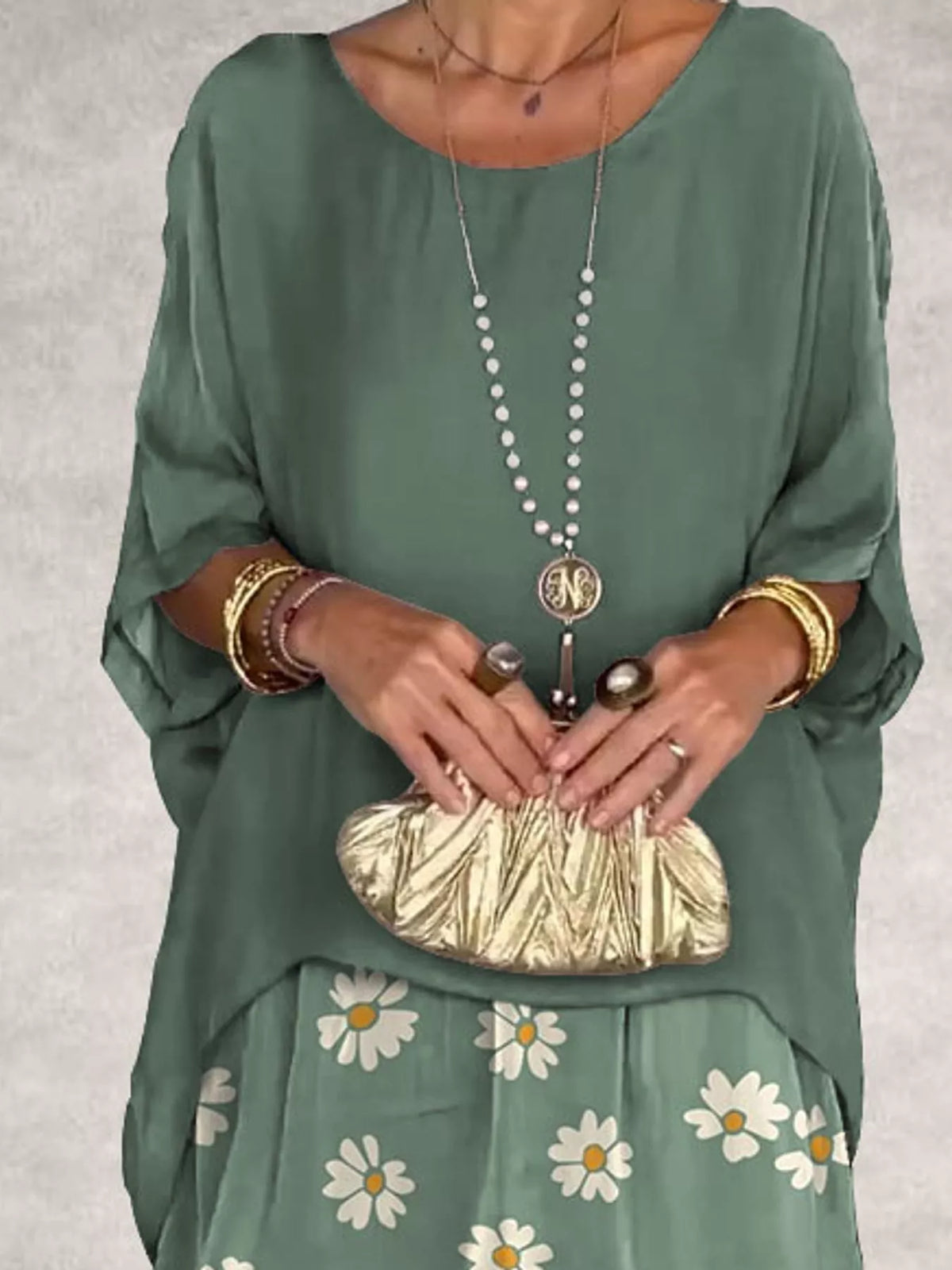 Layered Batwing-Sleeve Tiered Maxi Dress