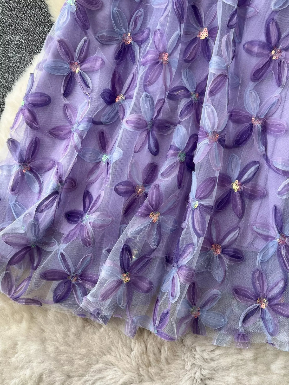 Floral Mesh Layered Skirt