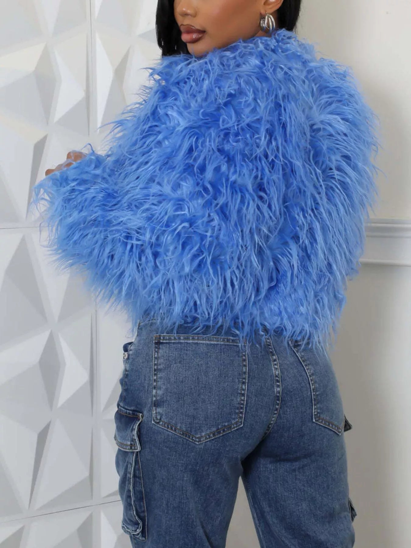 Faux Fur Open-Front Cropped Jacket
