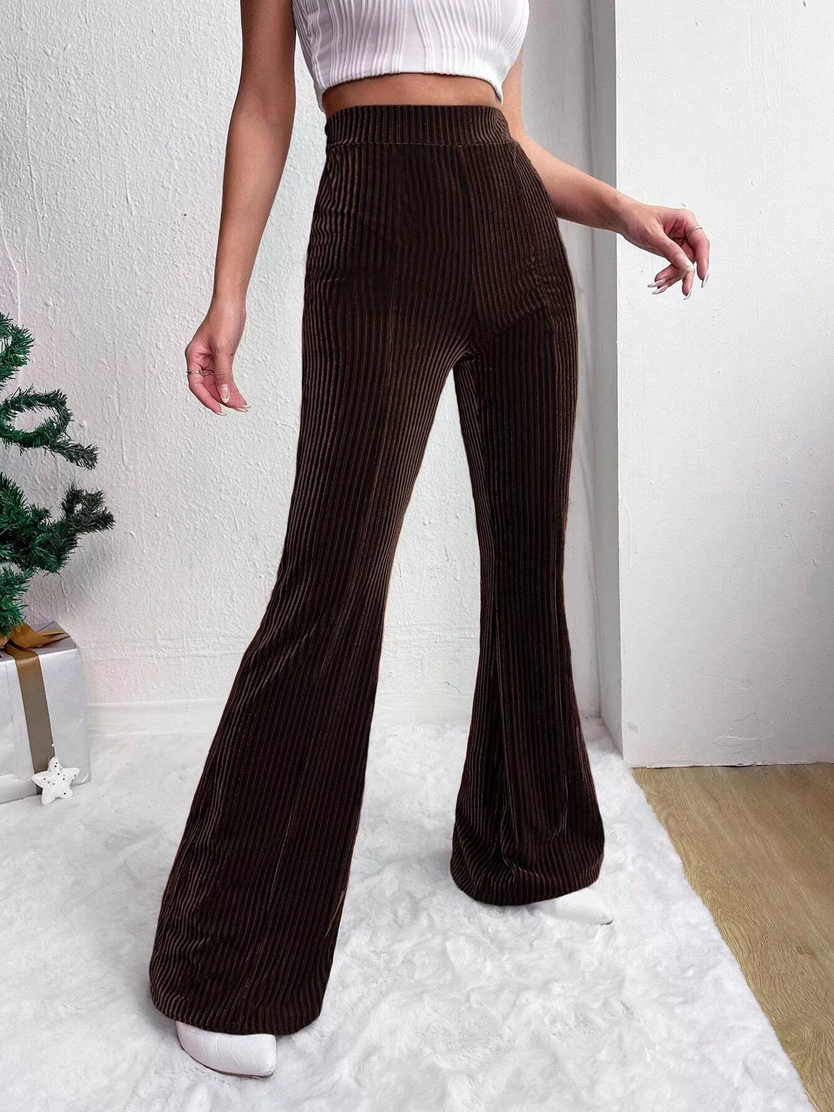 Corduroy High-Waist Flare Pants