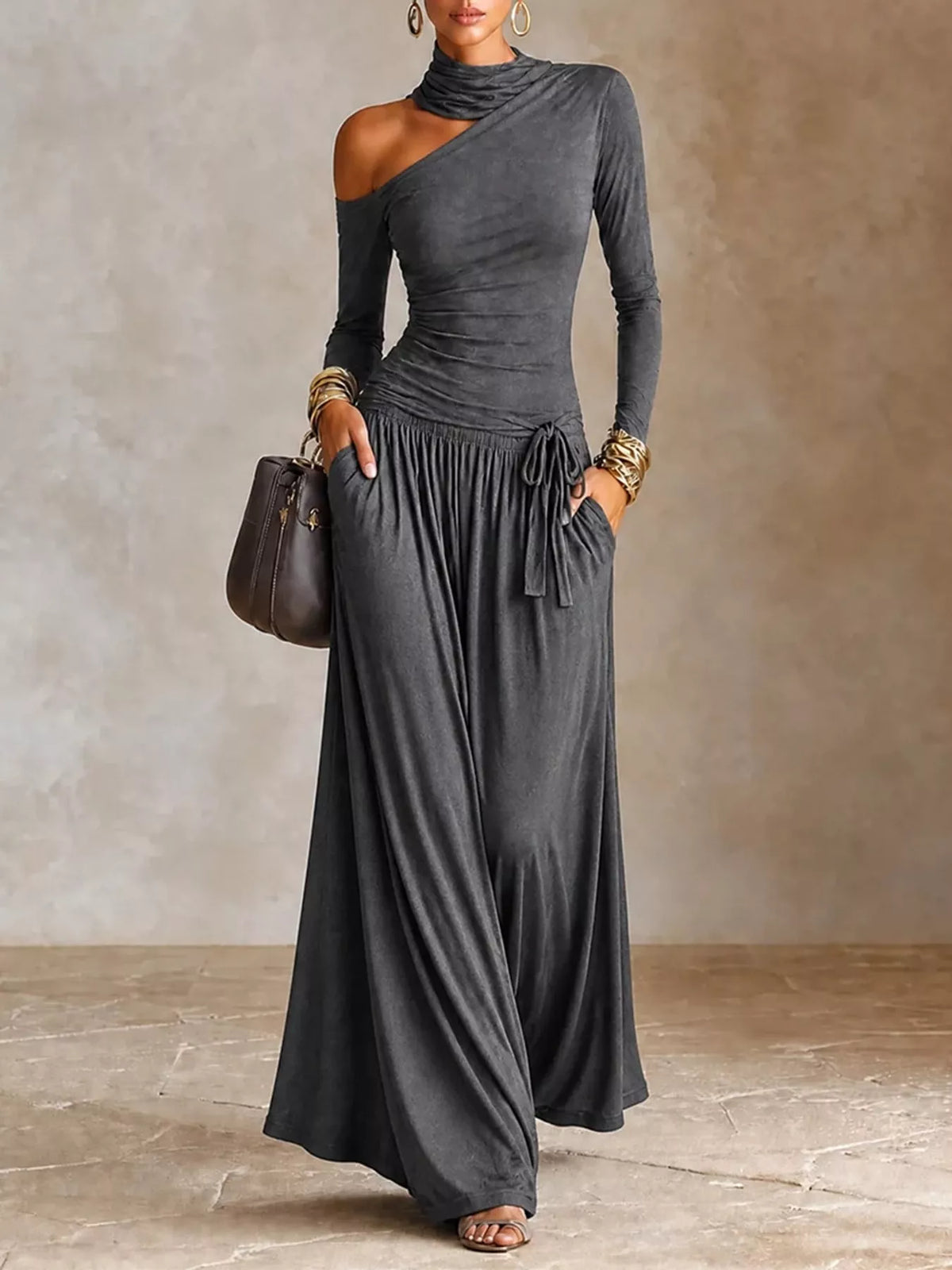 Asymmetric Cutout Maxi Dress