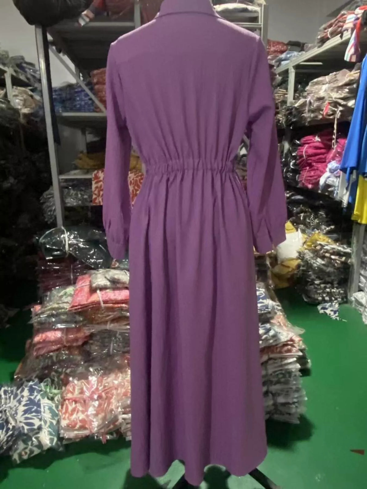 Button-Down Textured Maxi Shirt Dress