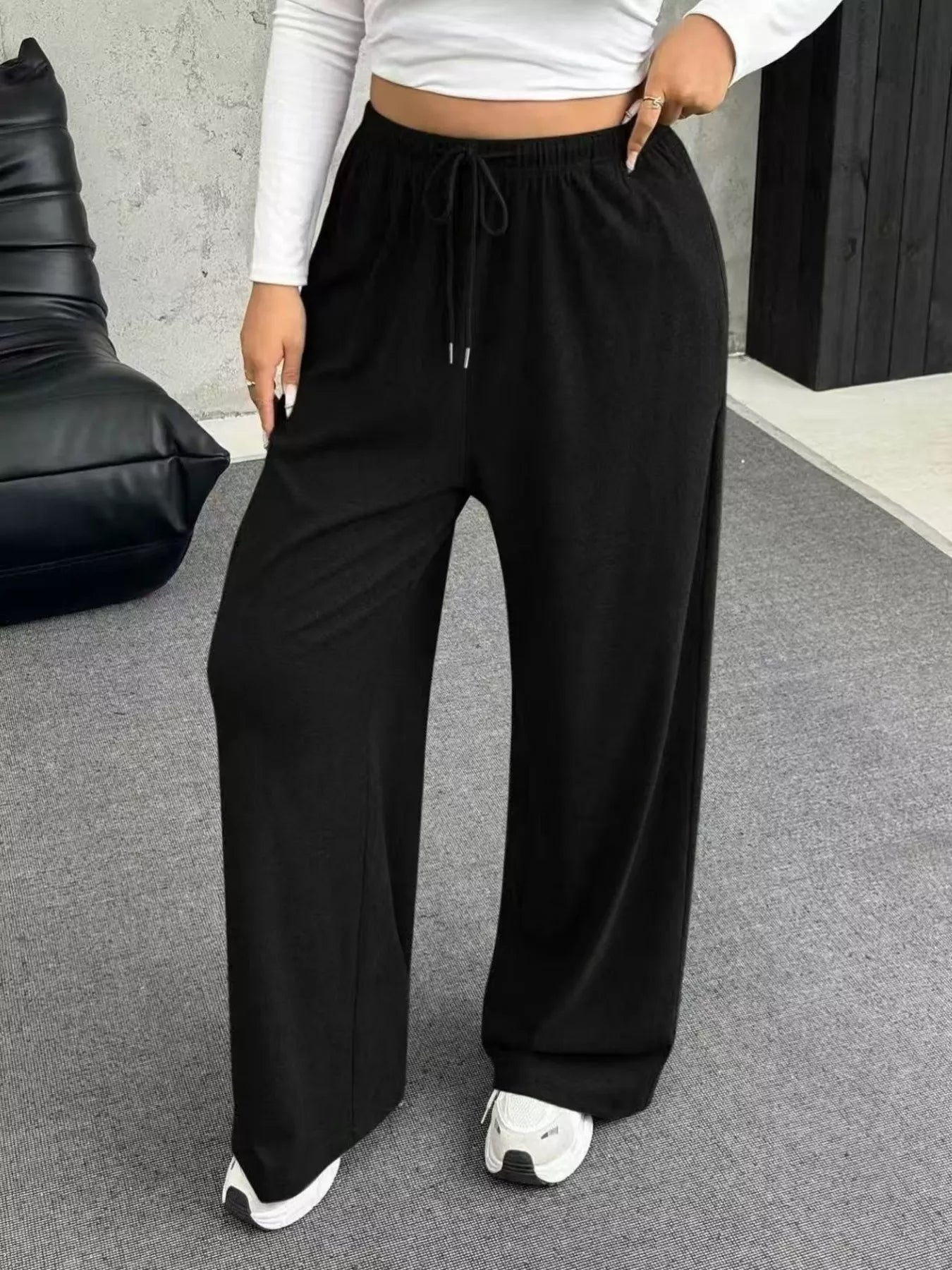 Drawstring Wide Leg Pants