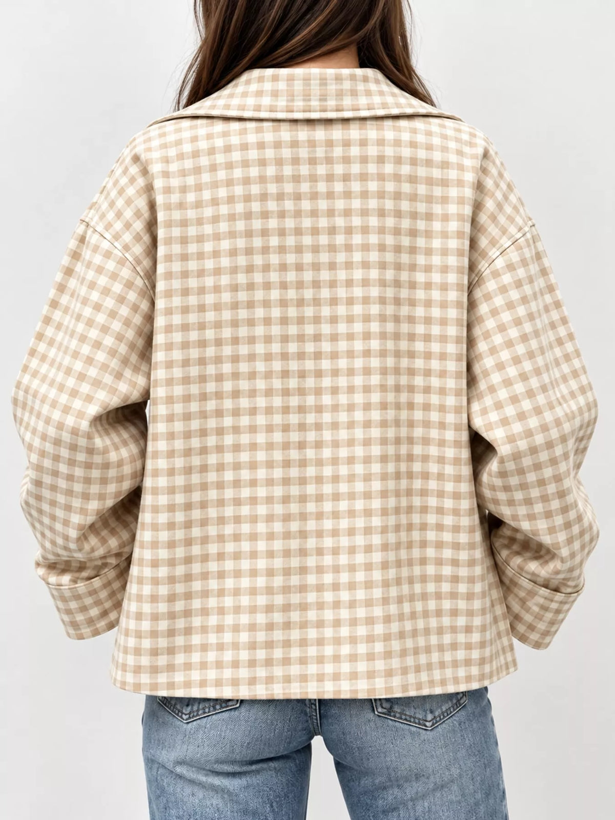 Oversized Plaid Zip-Up Jacket