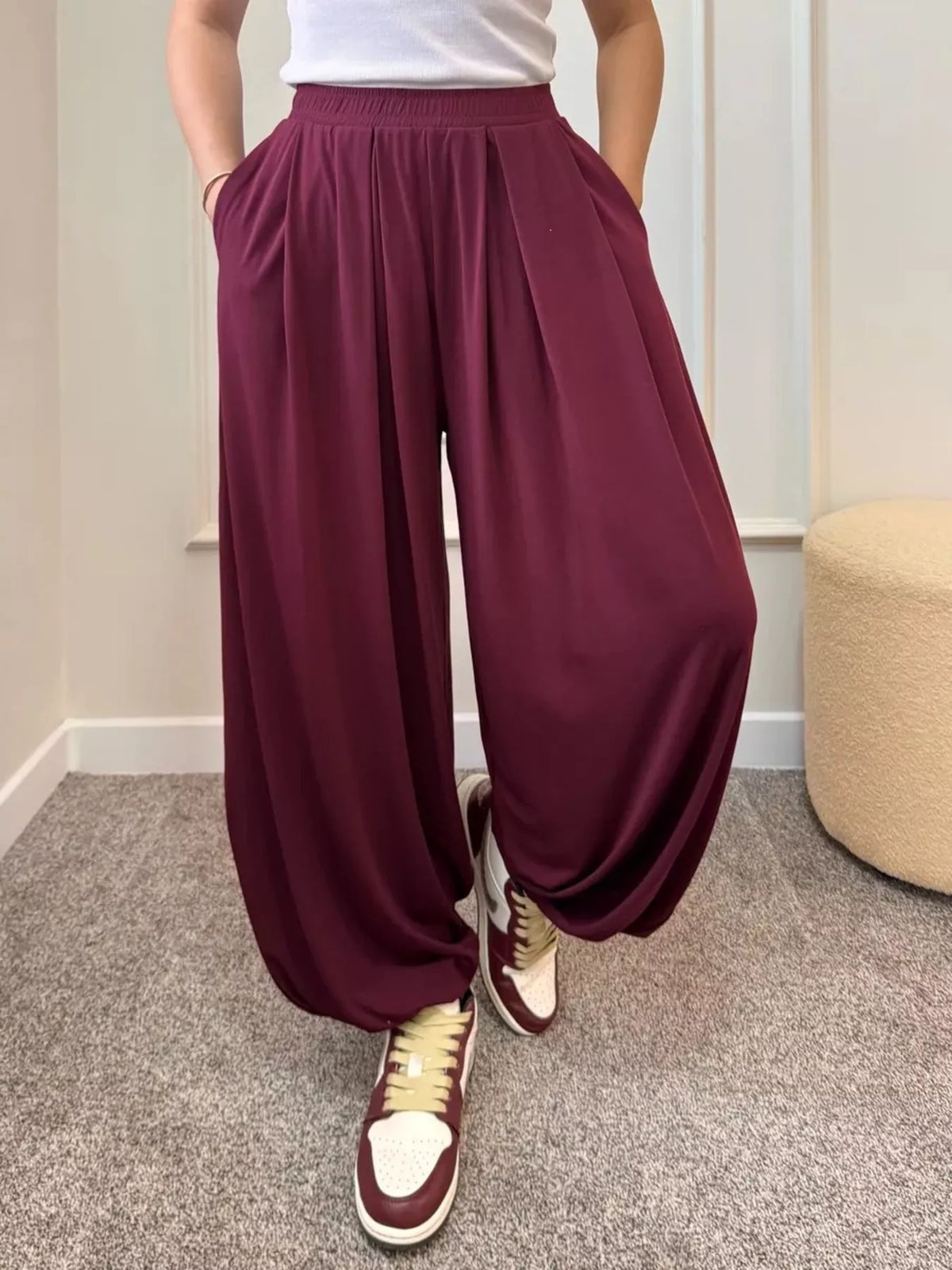 High-Waisted Pleated Wide-Leg Pants