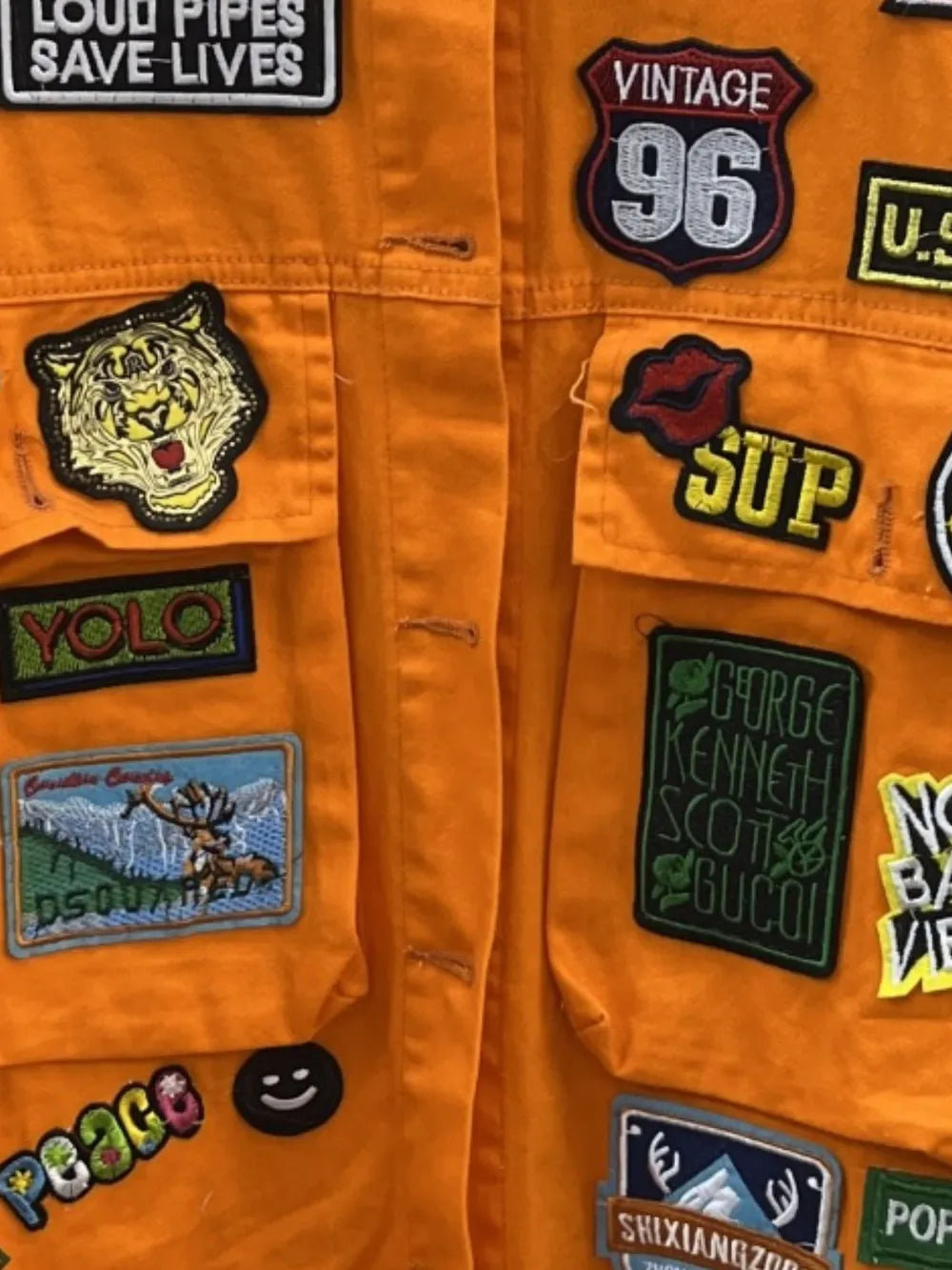 Embroidered Patch Button-Up Denim Jacket