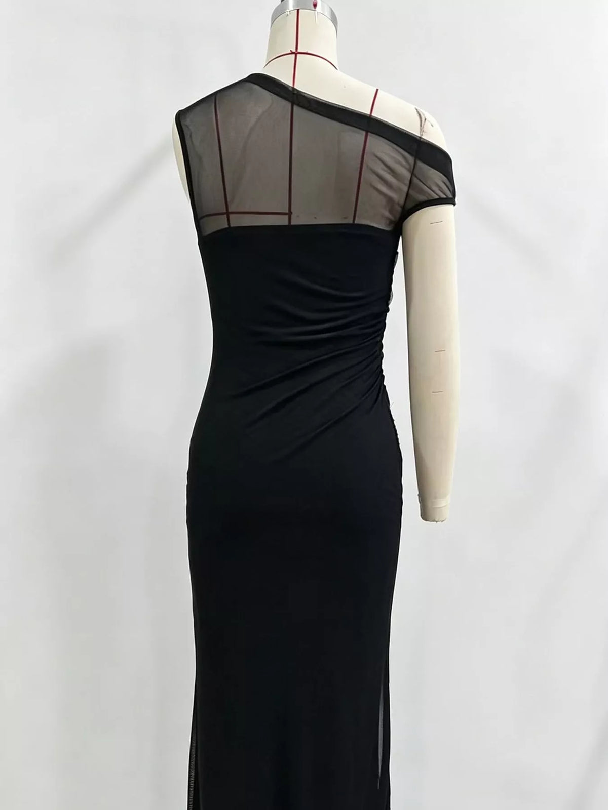 One-Shoulder Embroidered Maxi Dress