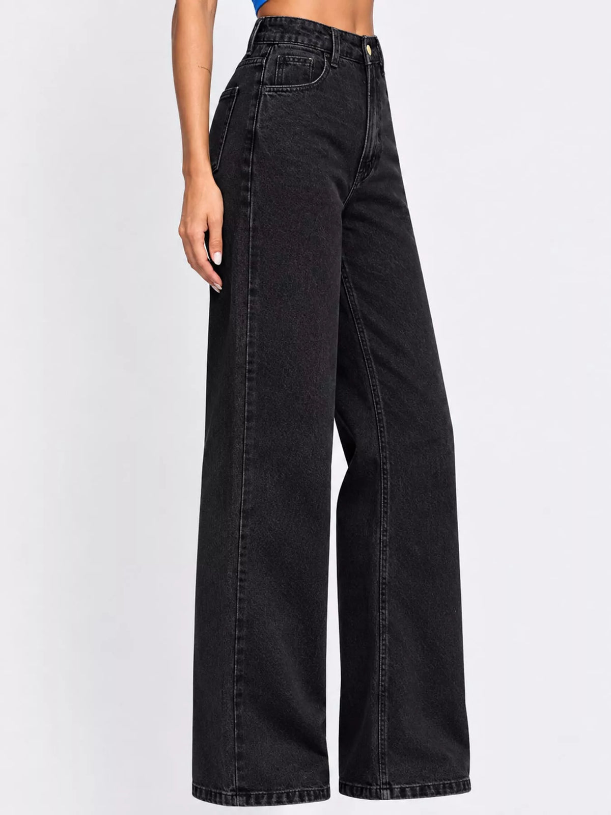 High-Waisted Vintage Wash Jeans
