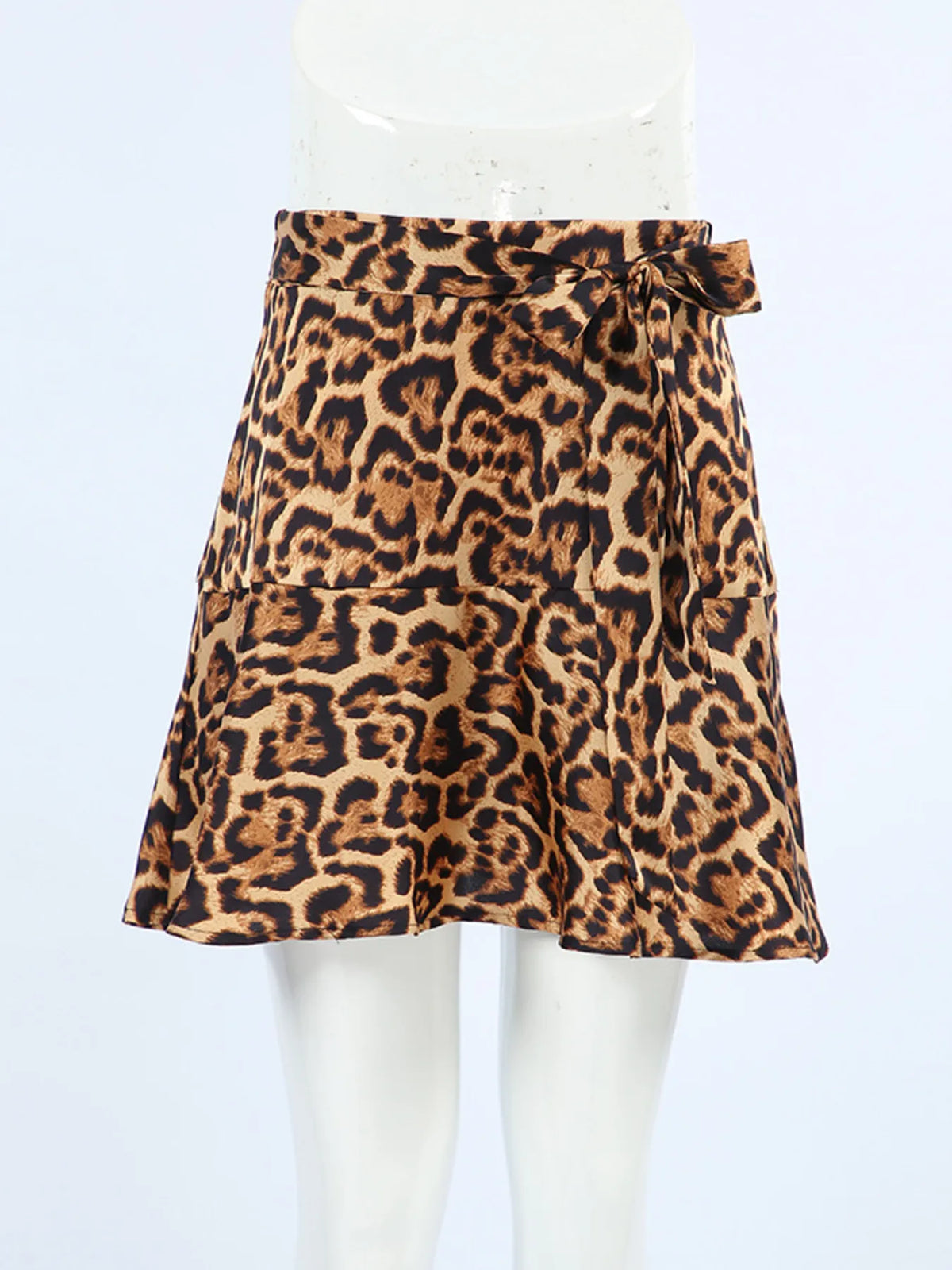 Tied Leopard Print Mini Skirt