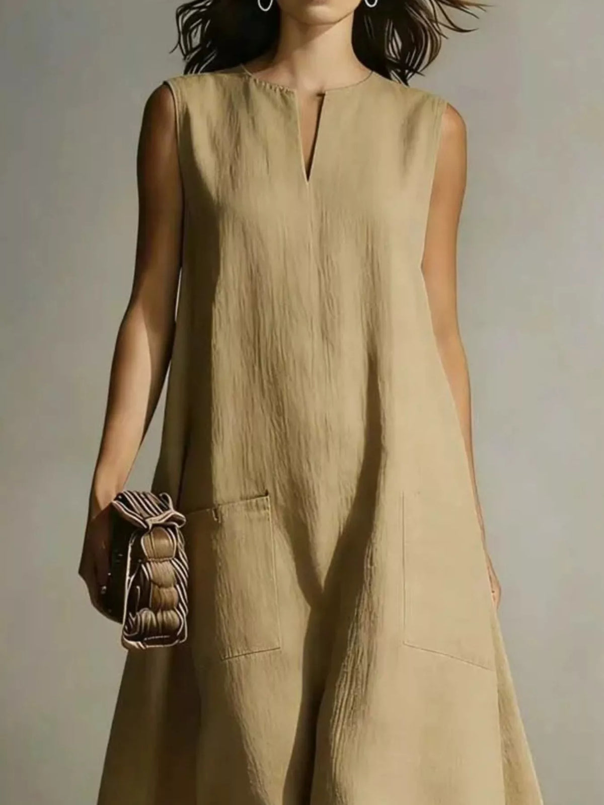 Notched Sleeveless Maxi Dress