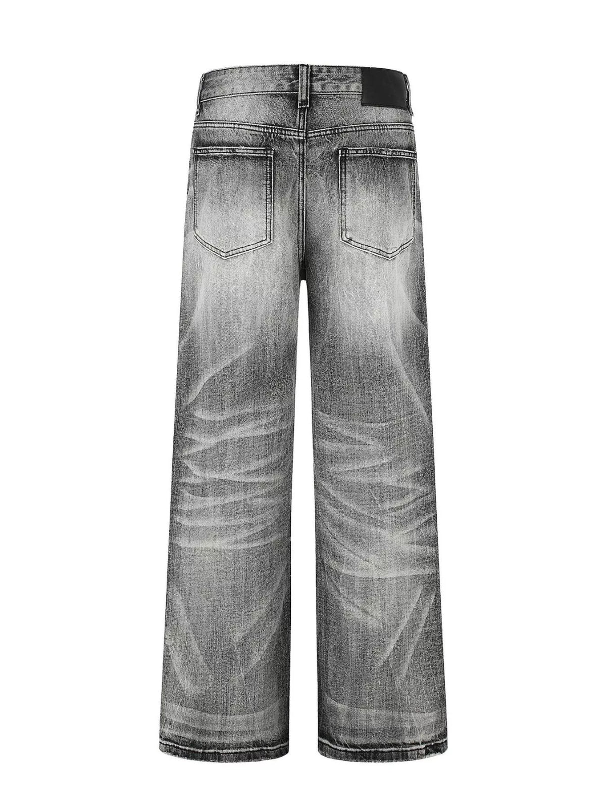 Vintage Wash Wide Leg Jeans in Black by TrendMaster