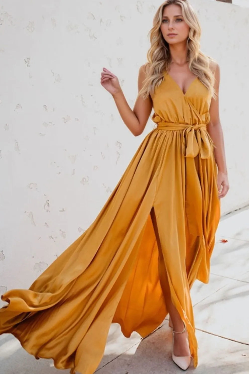 Surplice Tie-Waist Maxi Dress