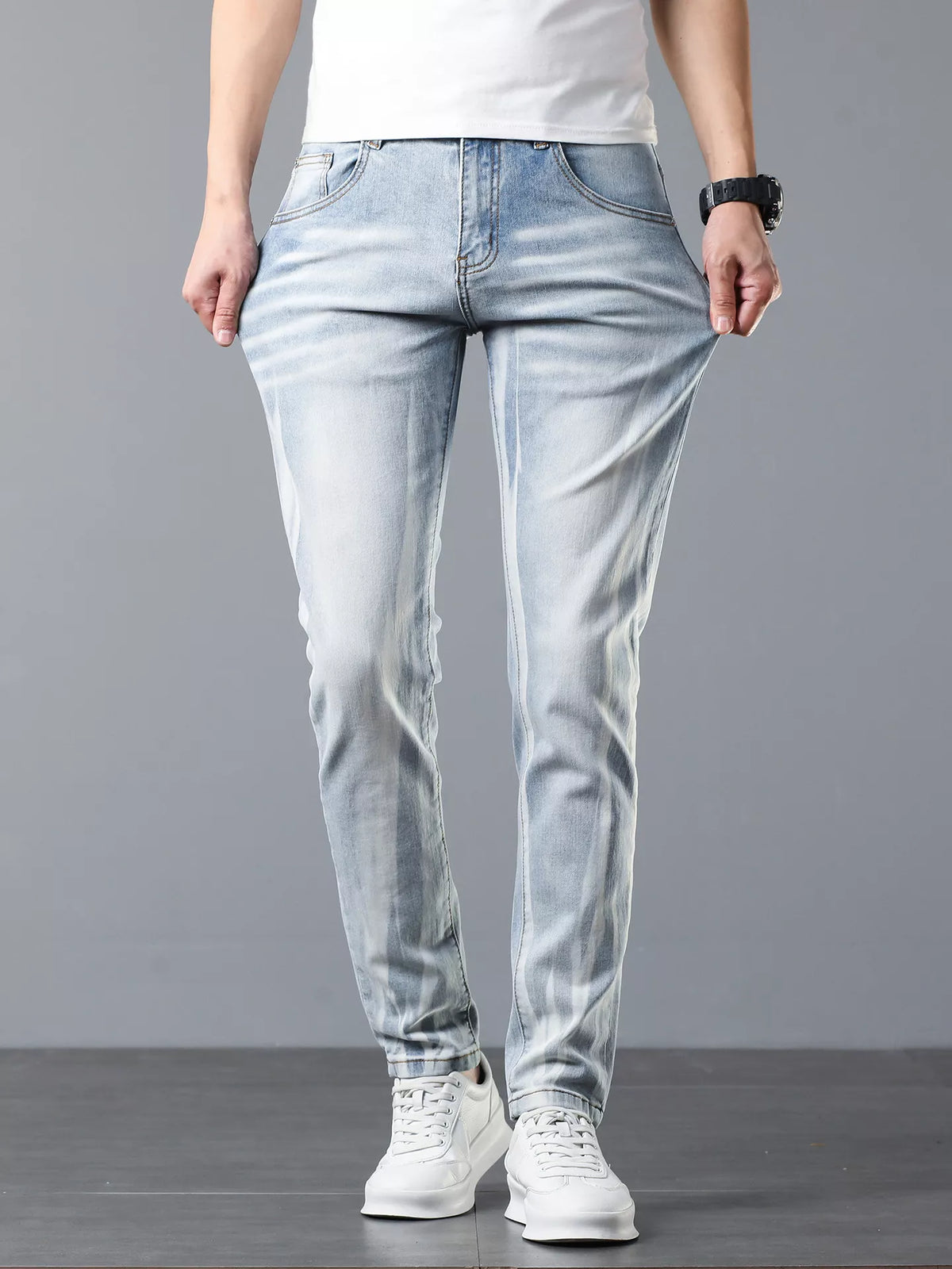 Slim Fit Jeans in Light Blue by True Self