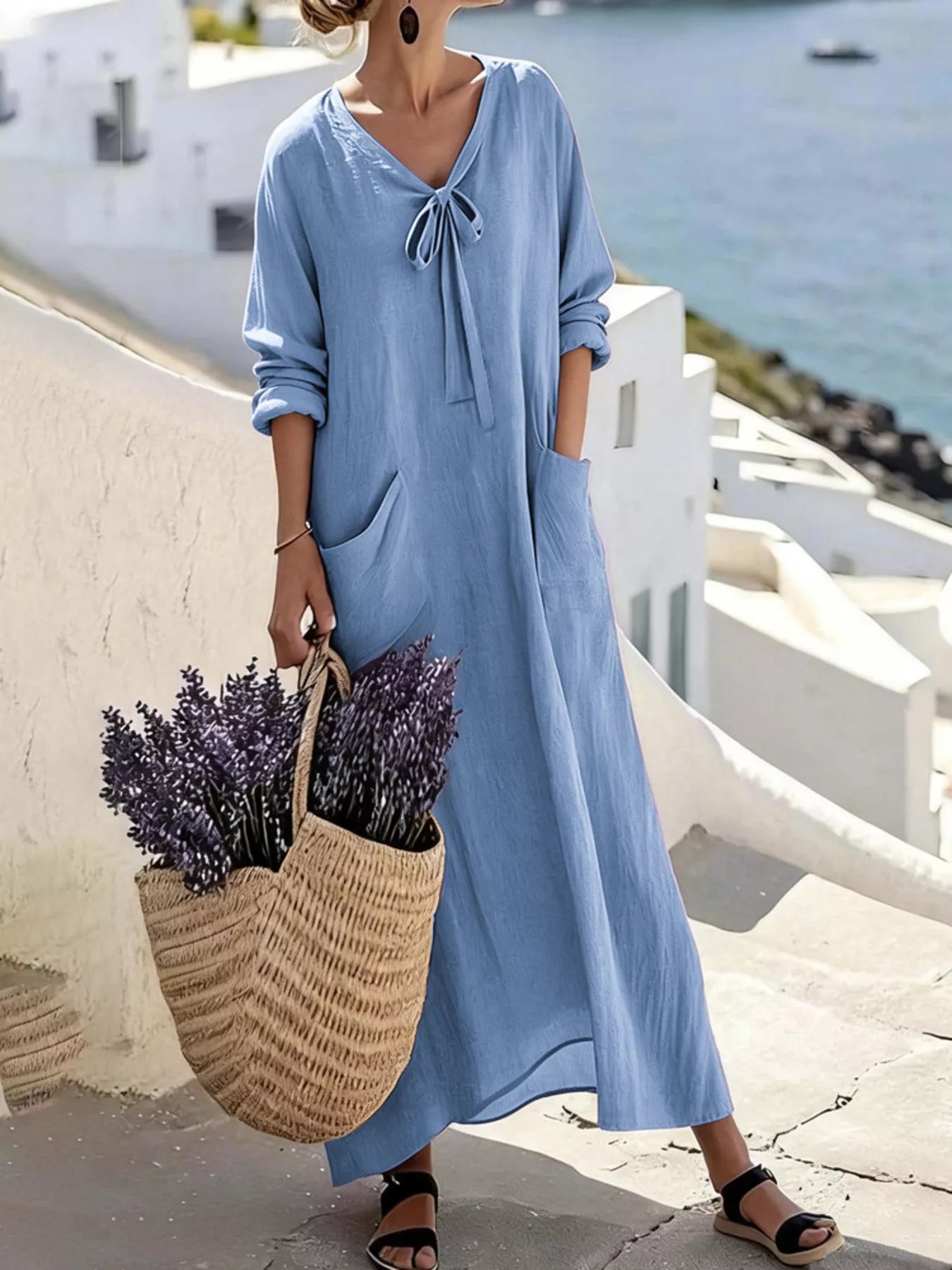 Long Sleeve Maxi Dress with Pockets