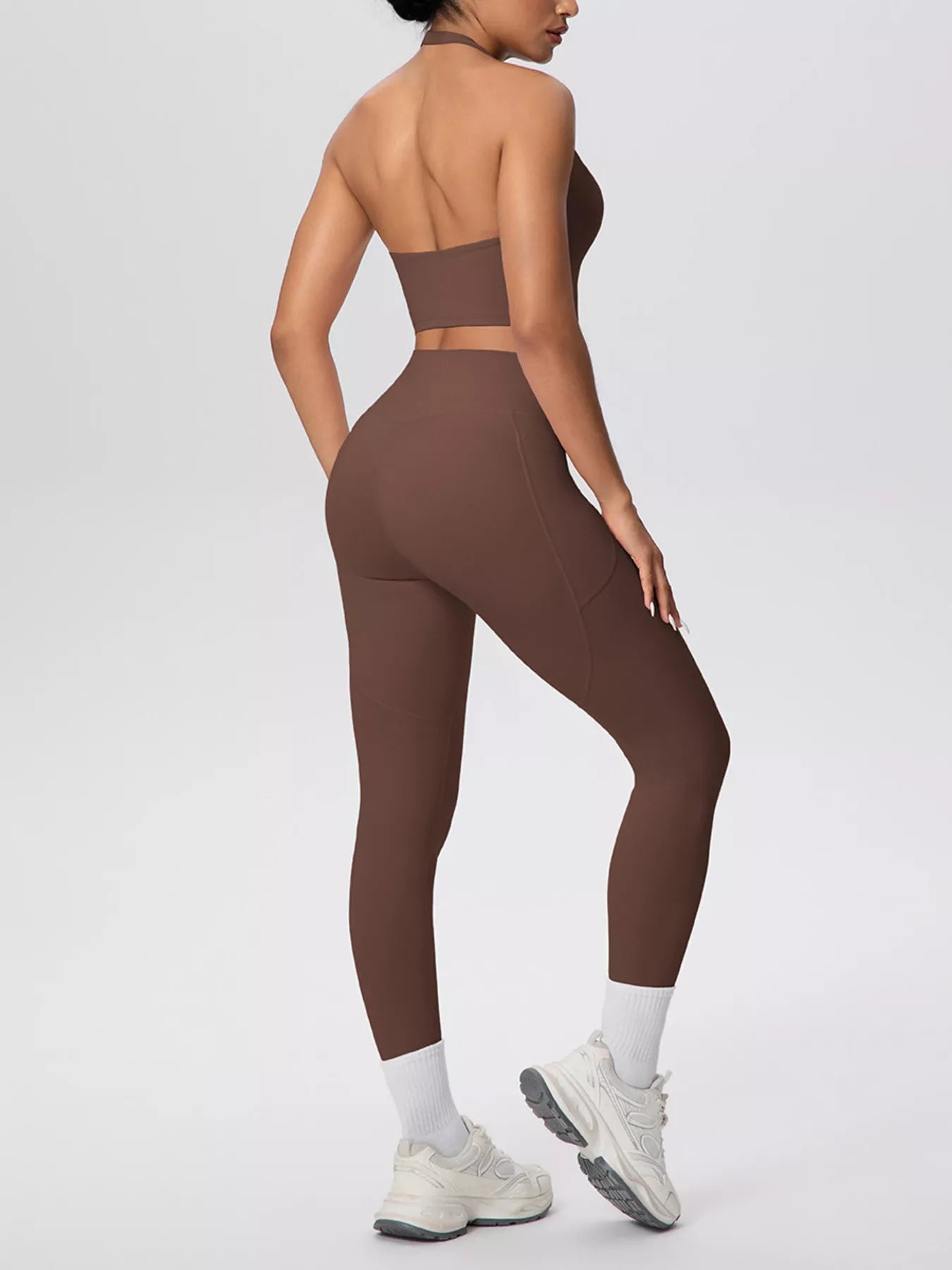 Halter Neck Crop Top and Leggings Active Set