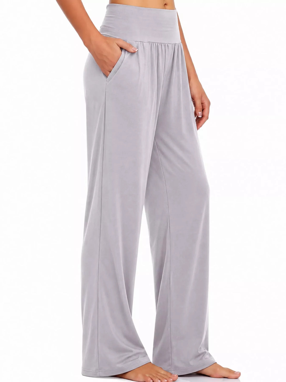 High-Rise Wide-Leg Pants with Pockets