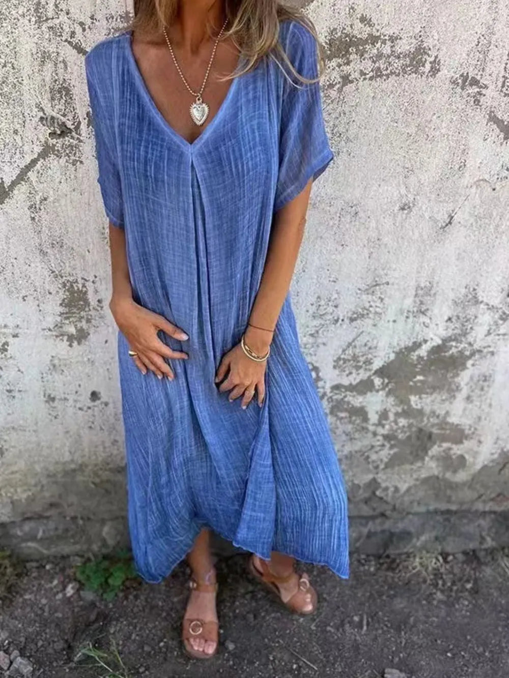 Plus Size V-Neck Midi Dress