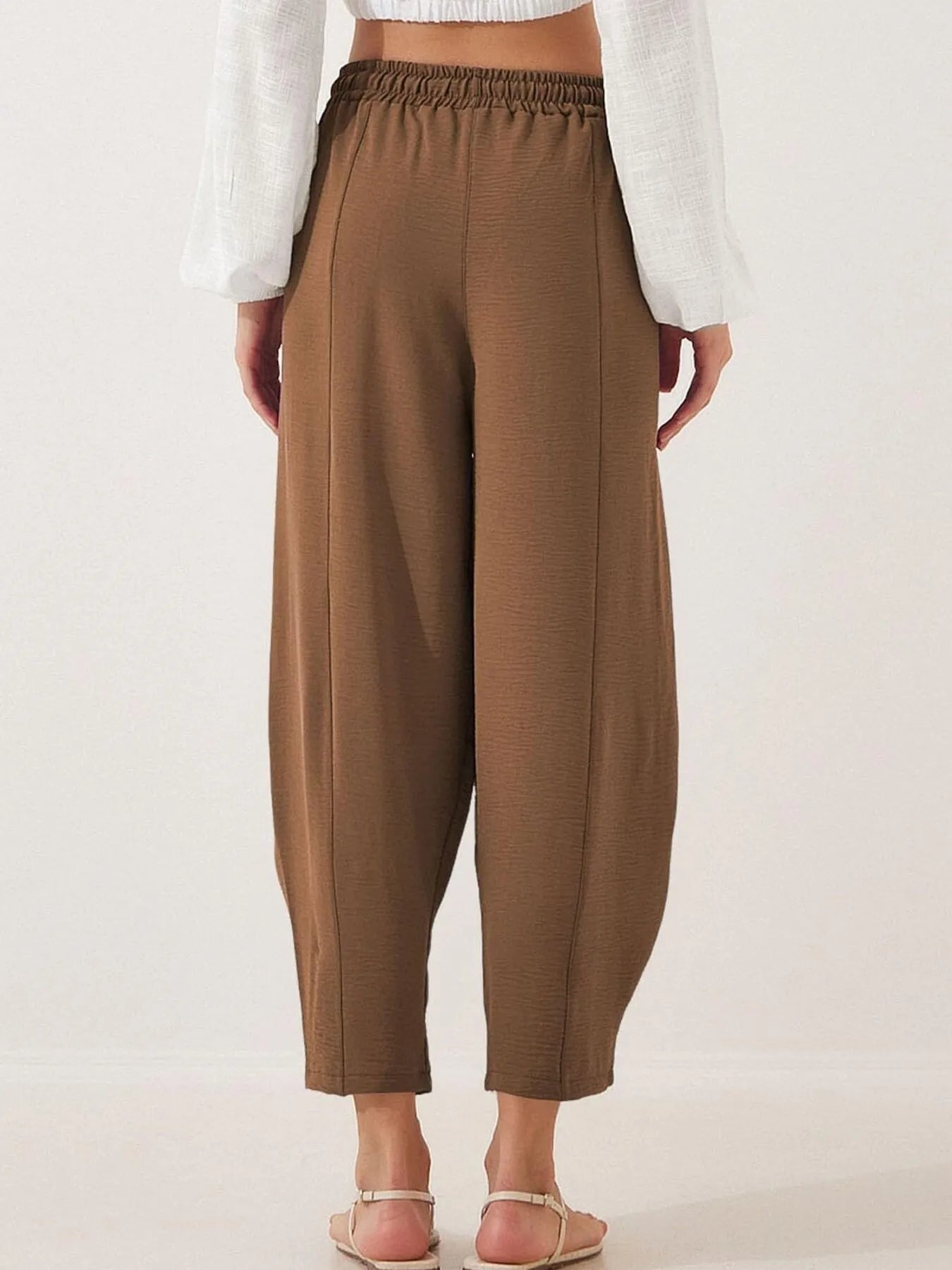 Drawstring Wide Leg Cropped Pants