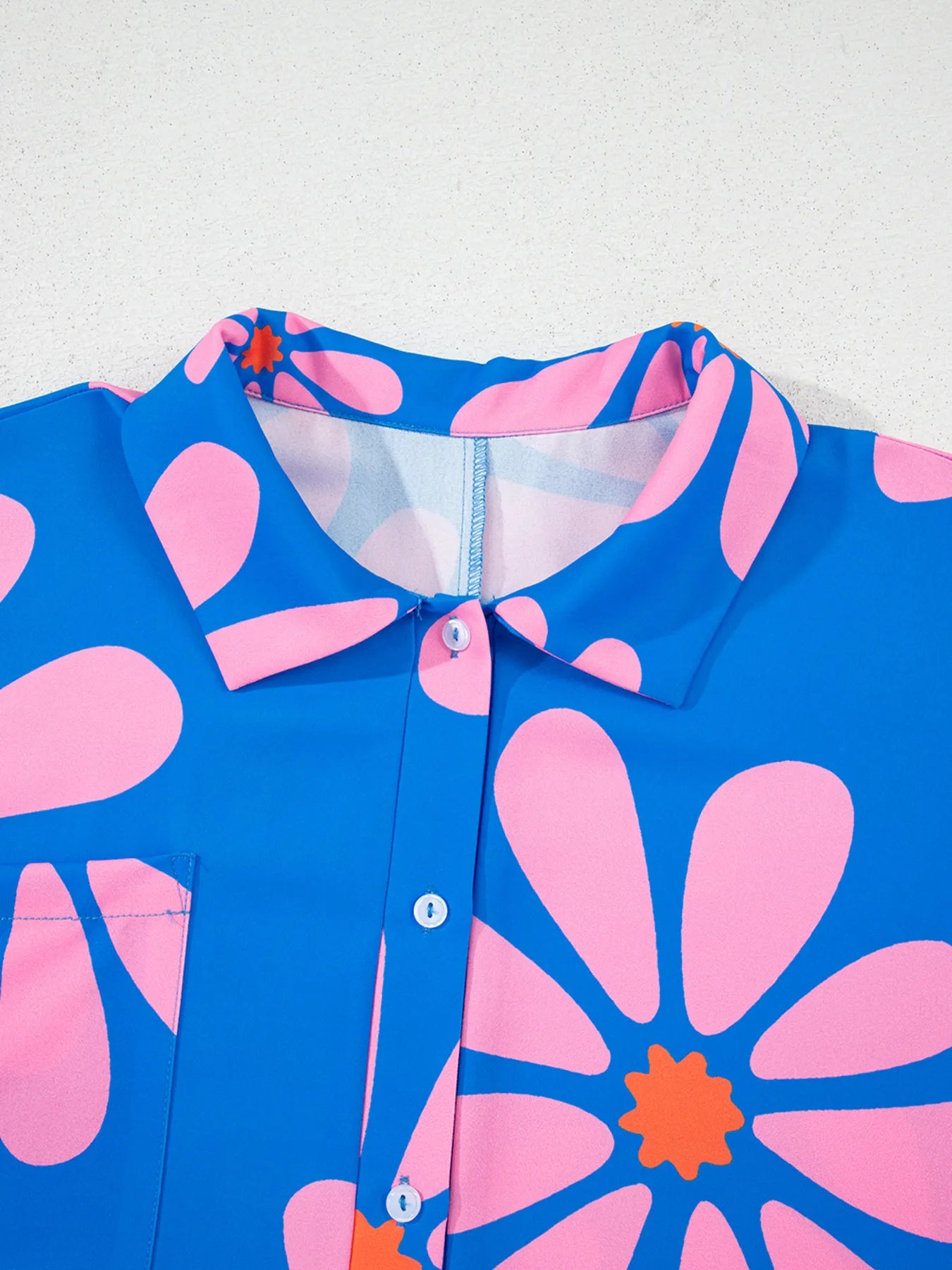 Flower Print Button Front Romper in Blue