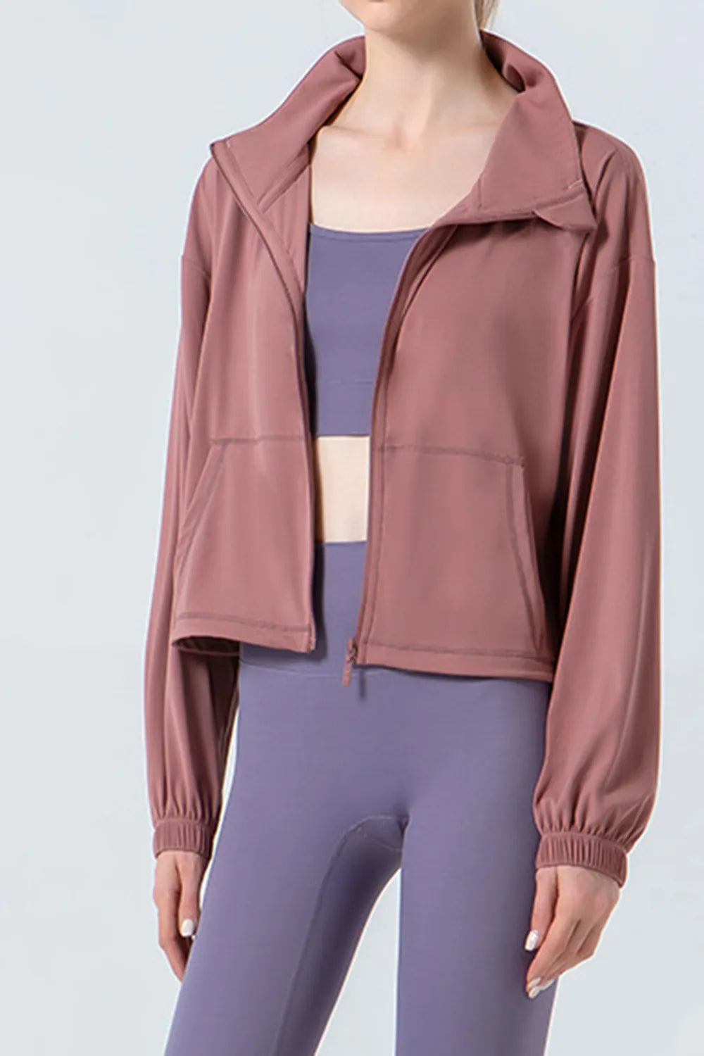 Drawstring Zip-Up Active Jacket