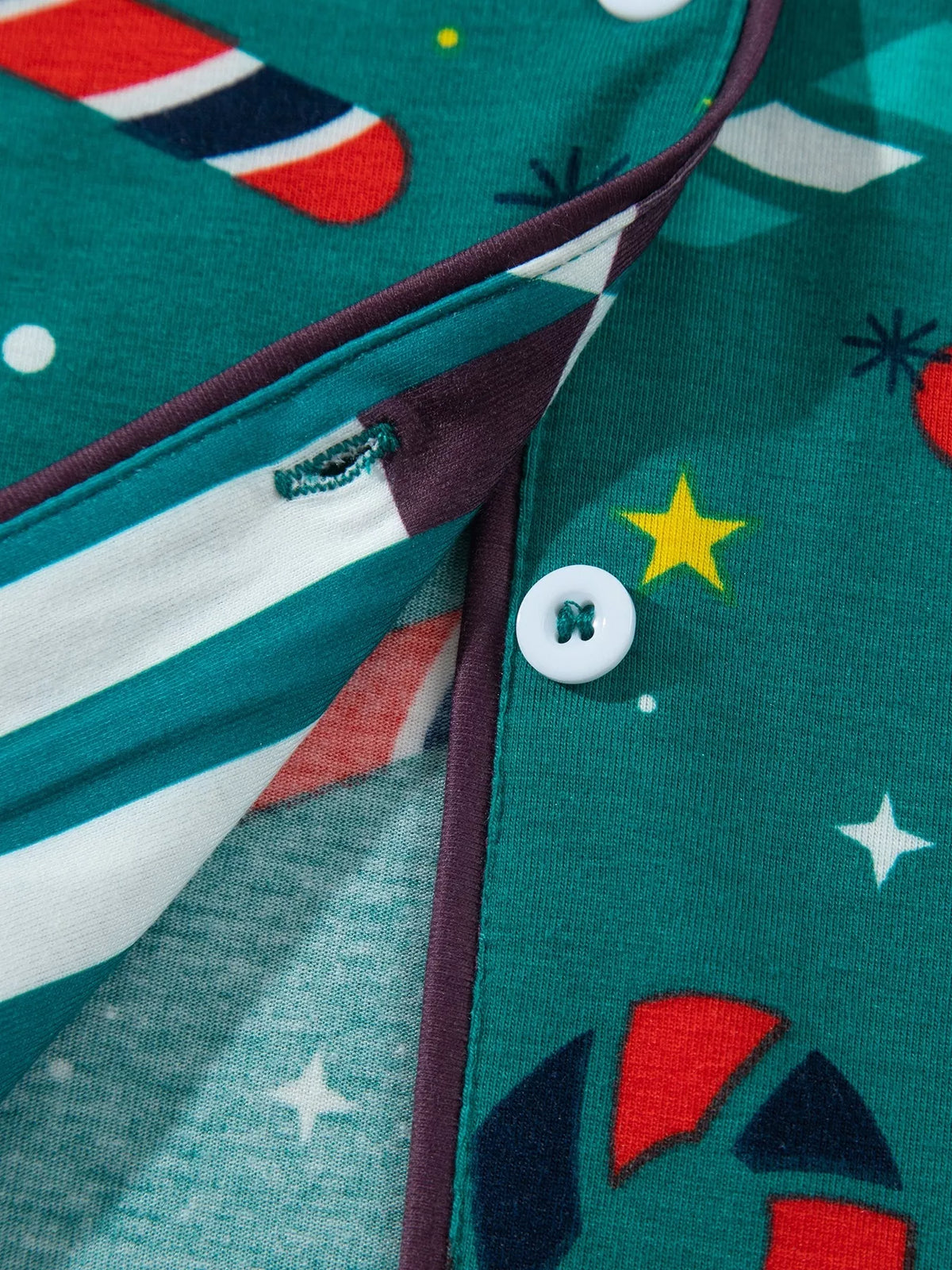 Candy Cane Print Two-Piece Lounge Set in Dark Green