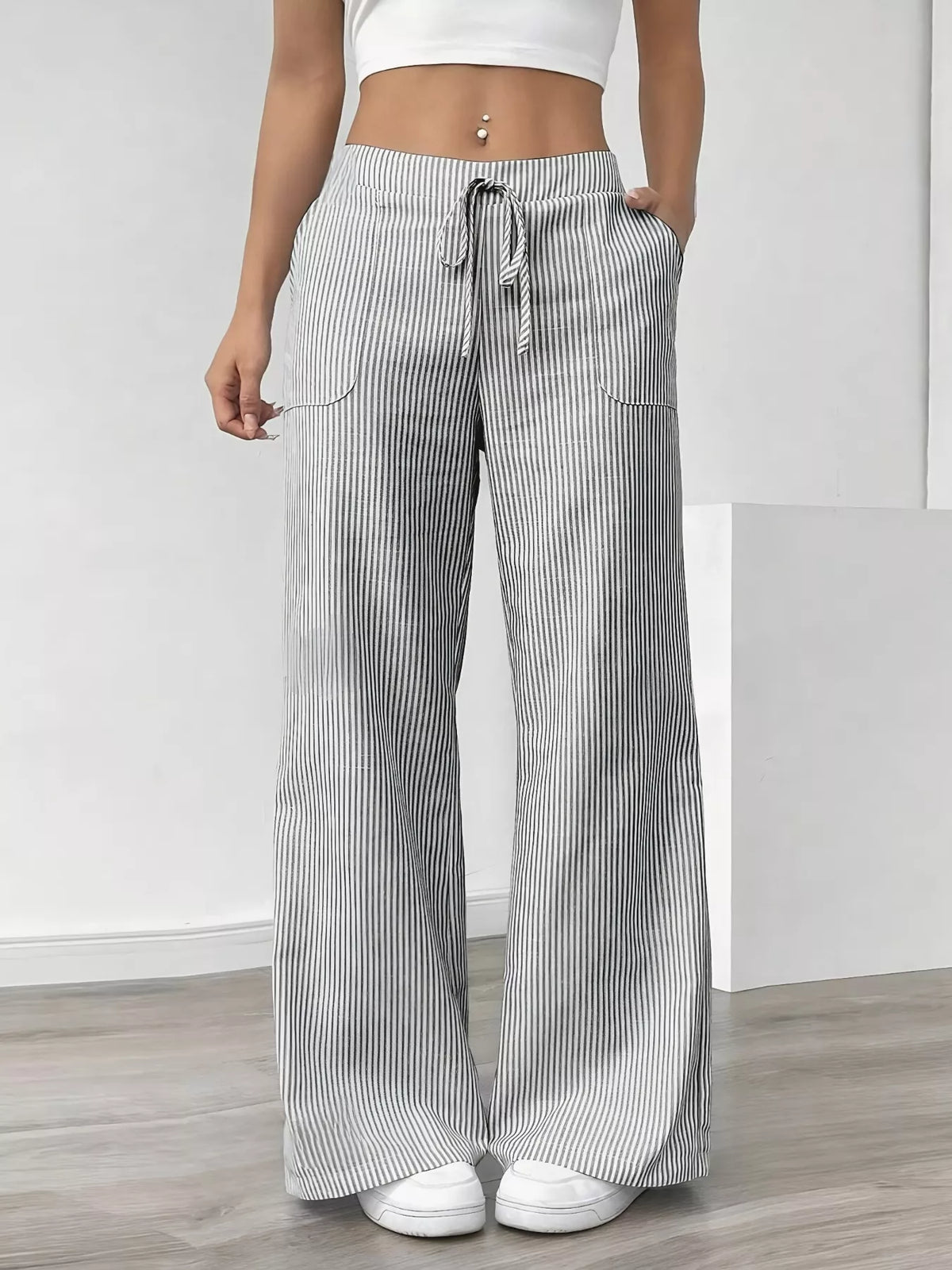 Striped Wide-Leg Pants