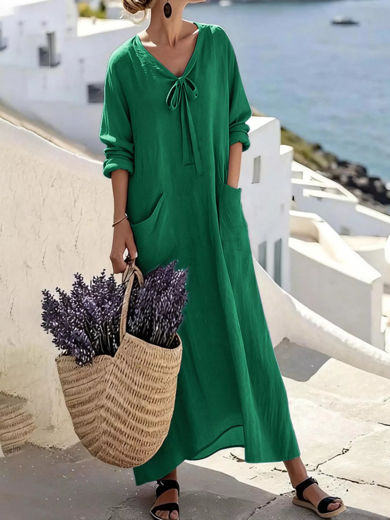 Long Sleeve Maxi Dress with Pockets