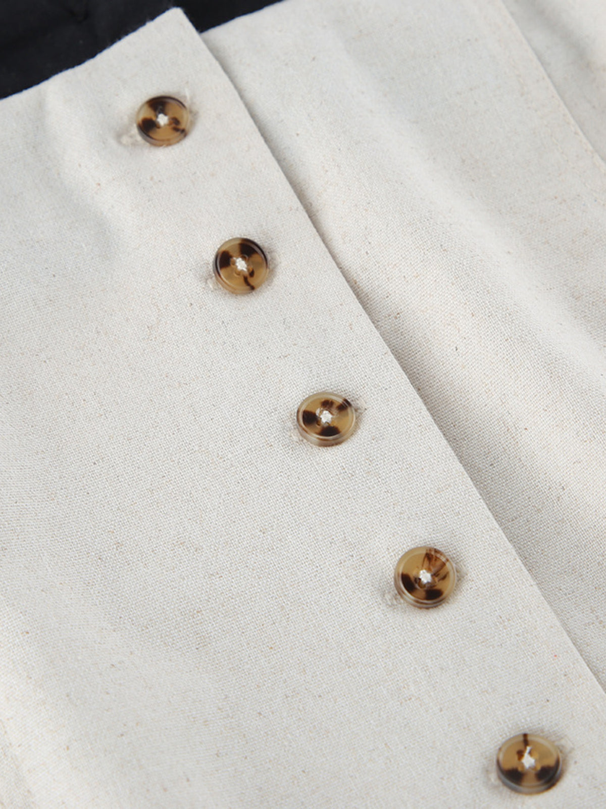 Contrast Trim Button-Front Maxi Dress in Beige