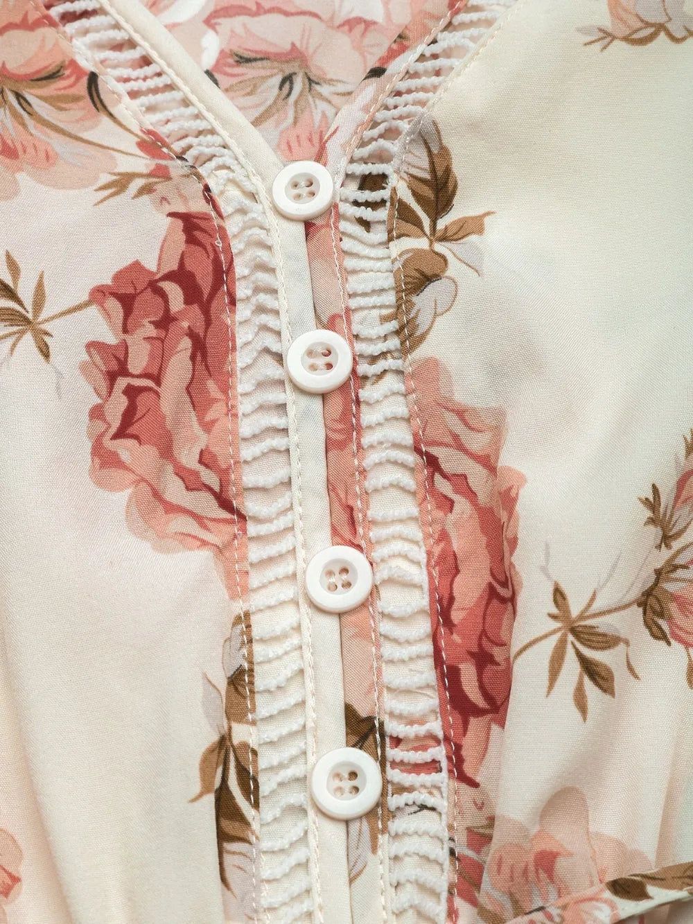 Tiered Ruffled Hem V-Neck Dress in Cream