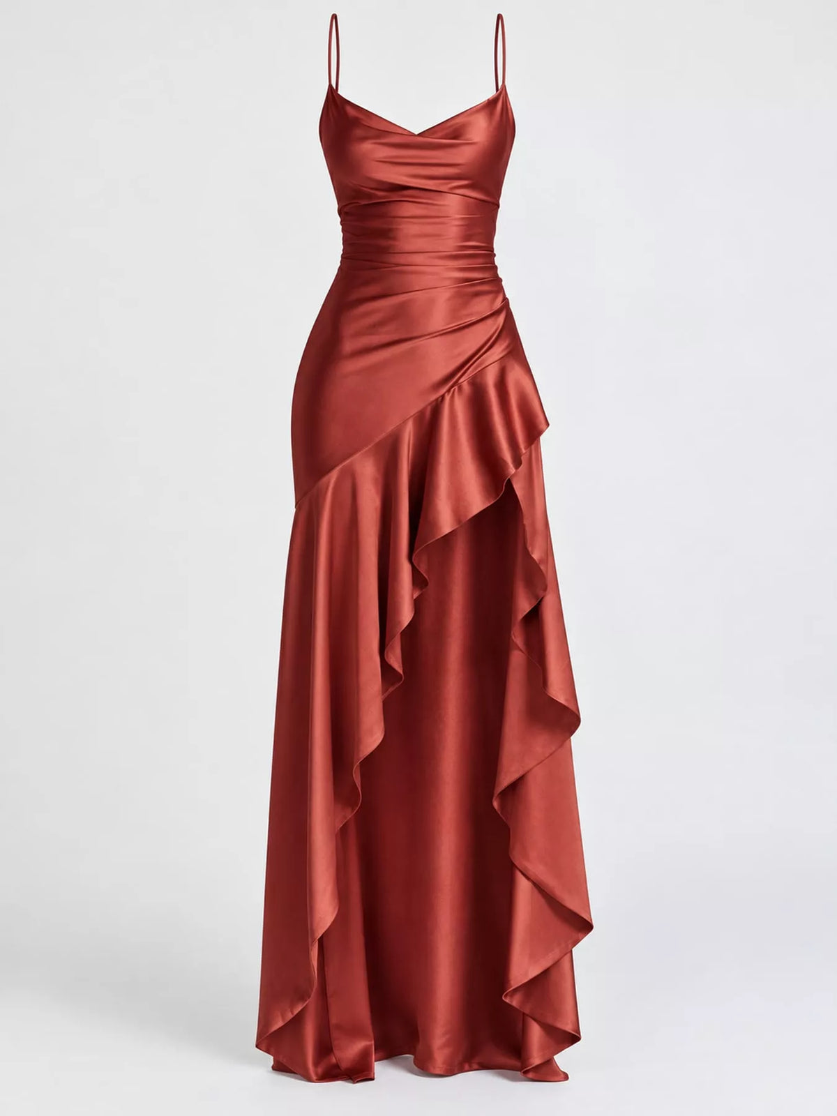 High-Low Ruffle Hem Evening Dress