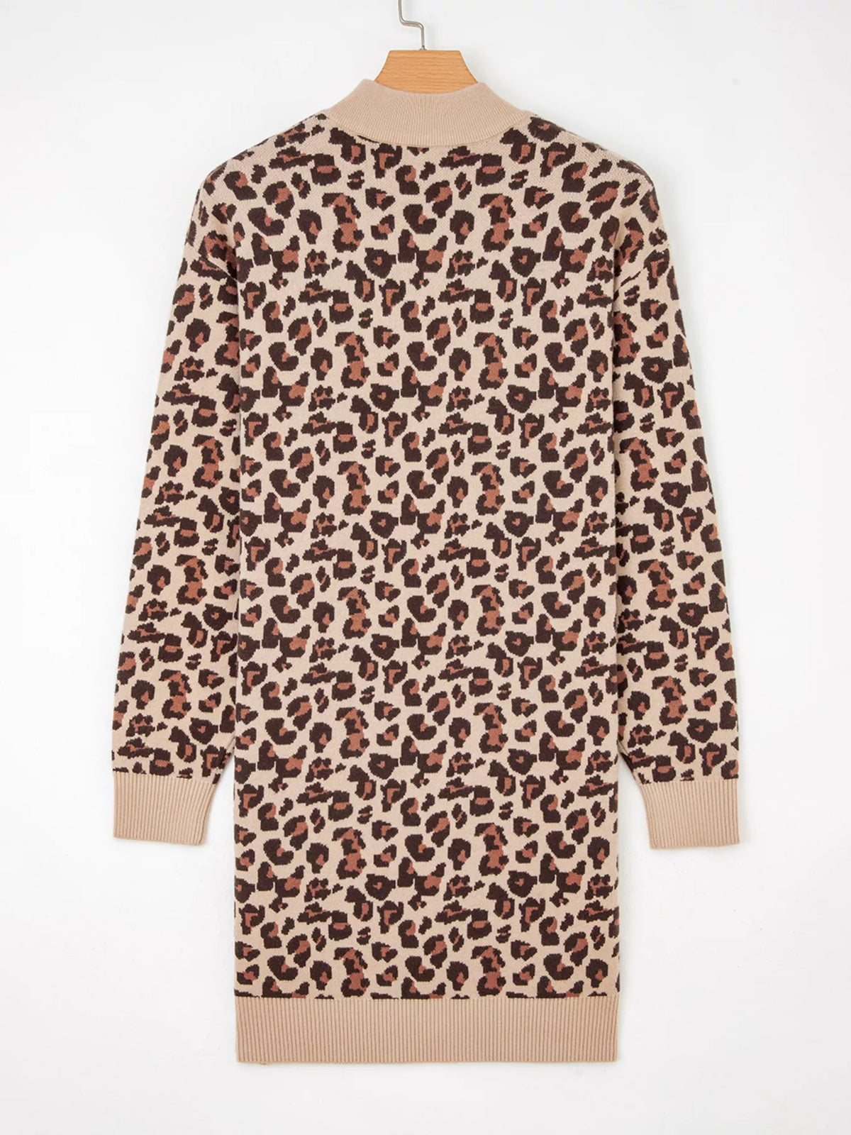 Leopard Print High-Neck Shift Mini Dress