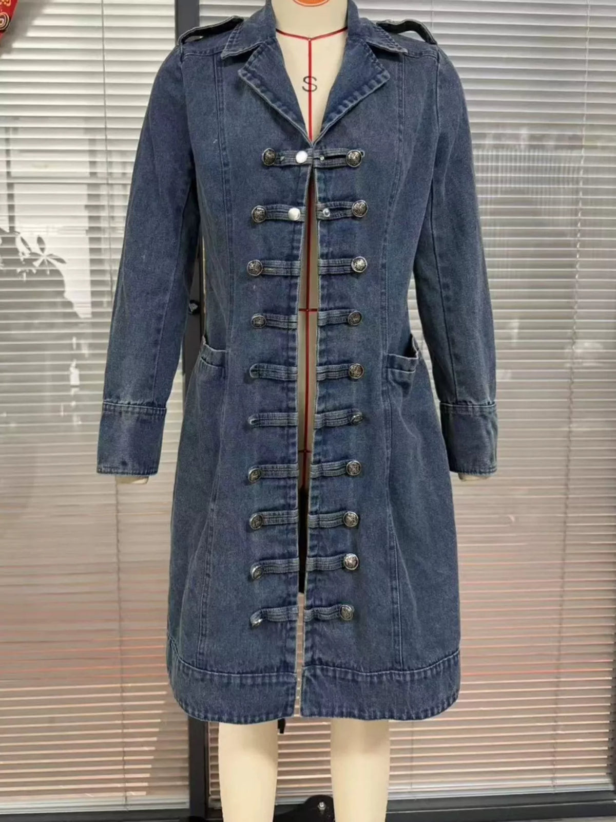 Plus Size Longline Denim Jacket in Blue