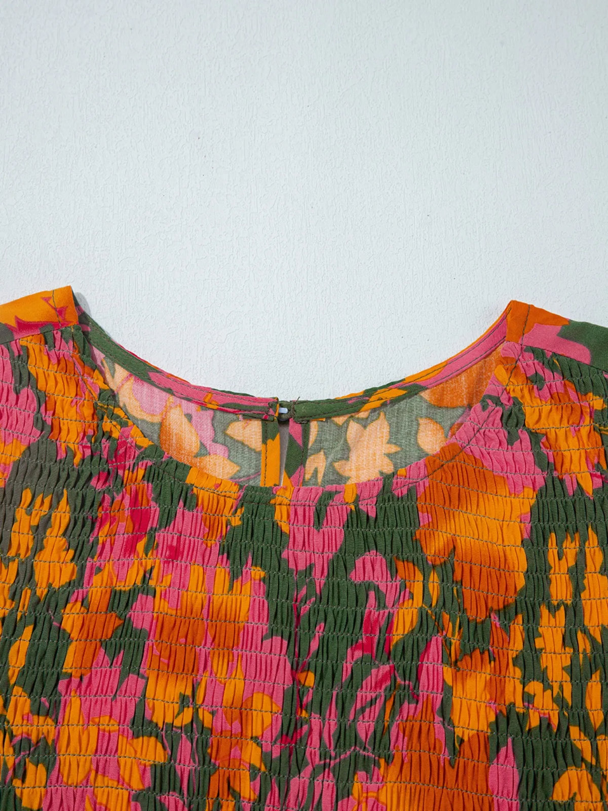 Smocked Floral Maxi Dress with Long Sleeves