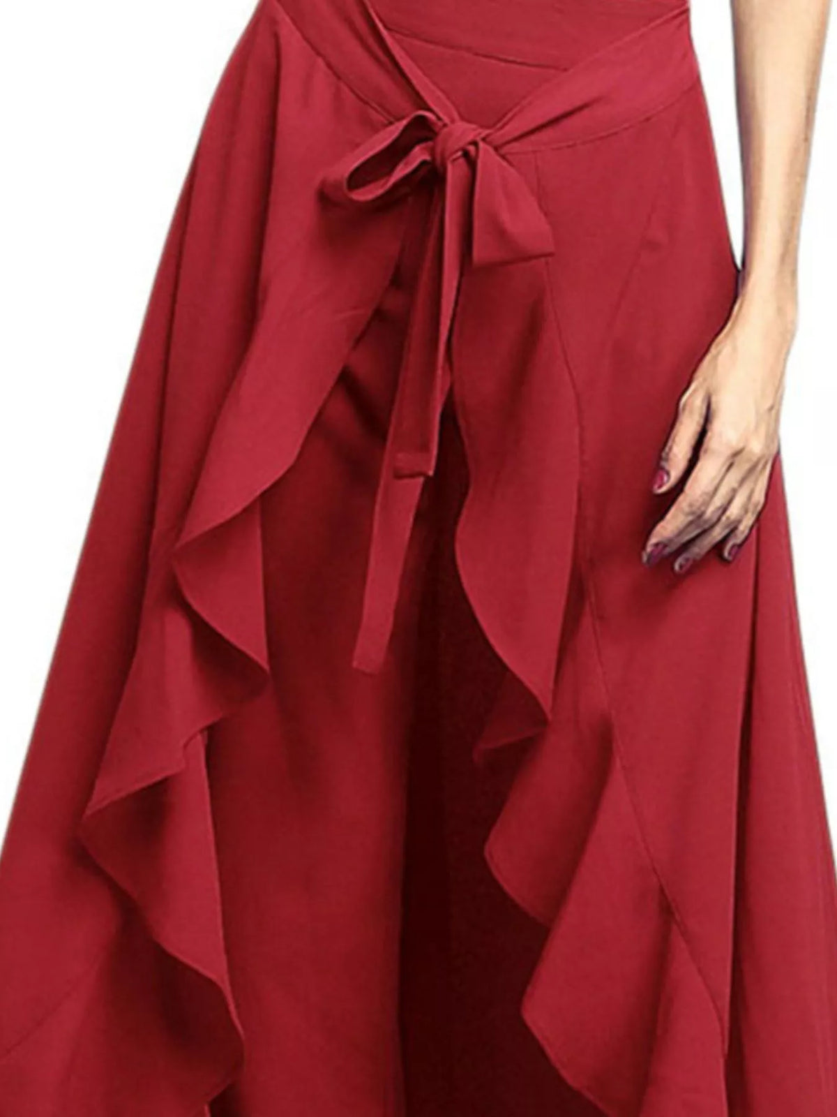 High-Waisted Tie-Front Wide-Leg Pants