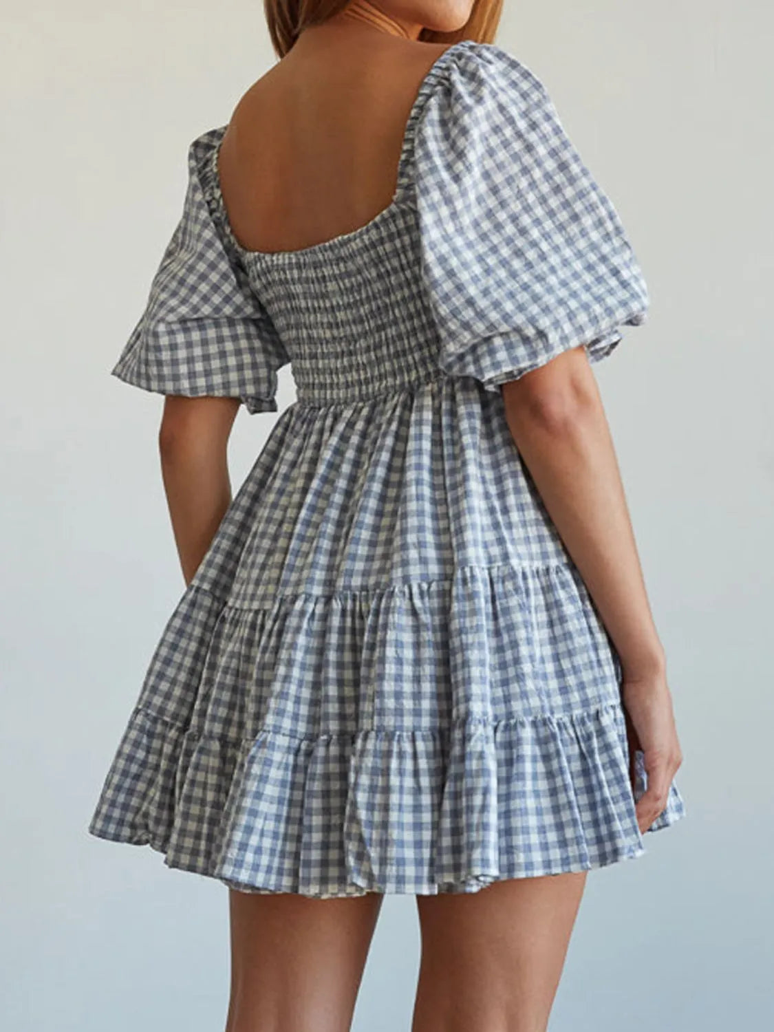 Ruffled Hem Plaid Mini Dress