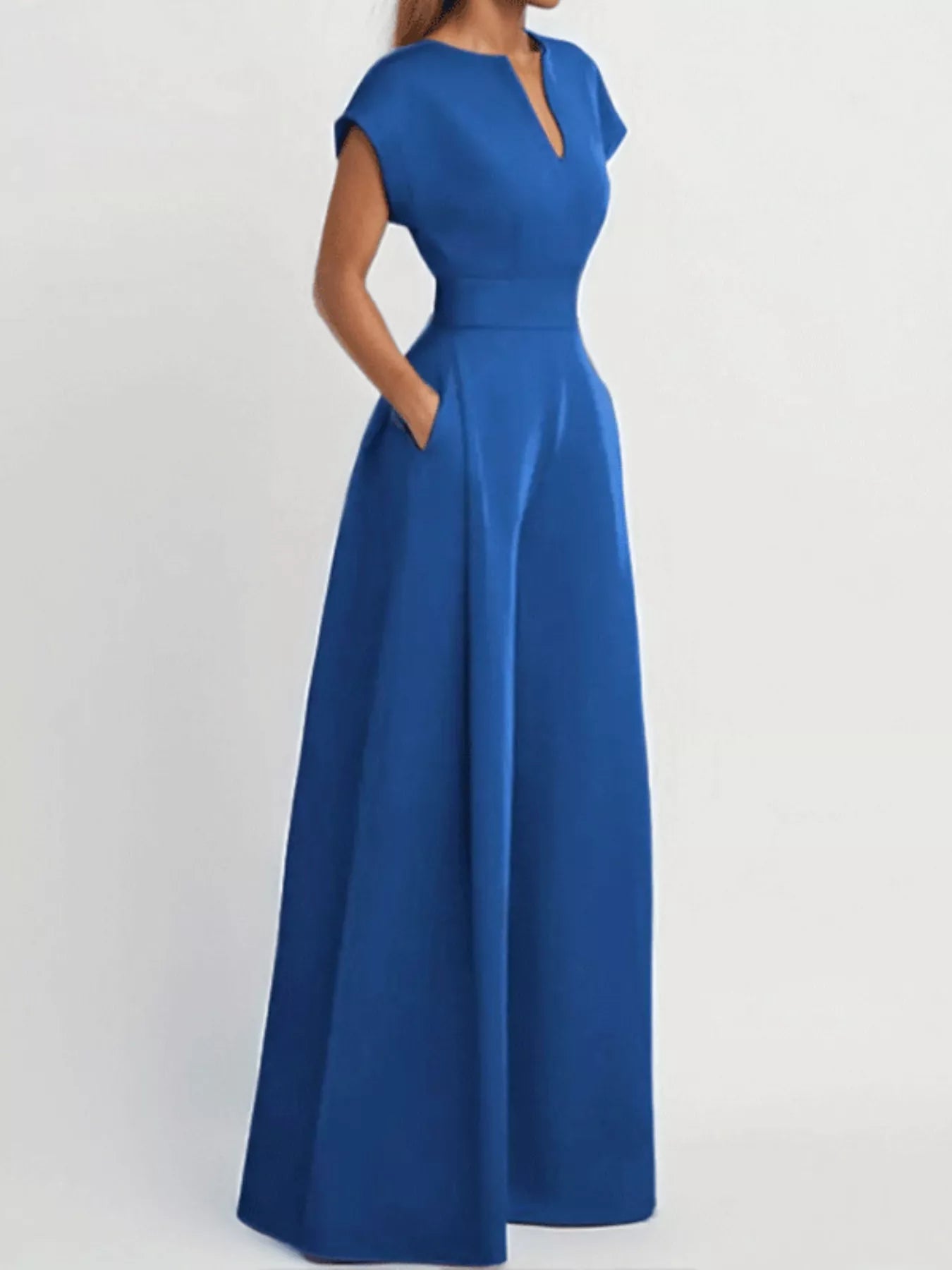 Notched Wide Leg Jumpsuit