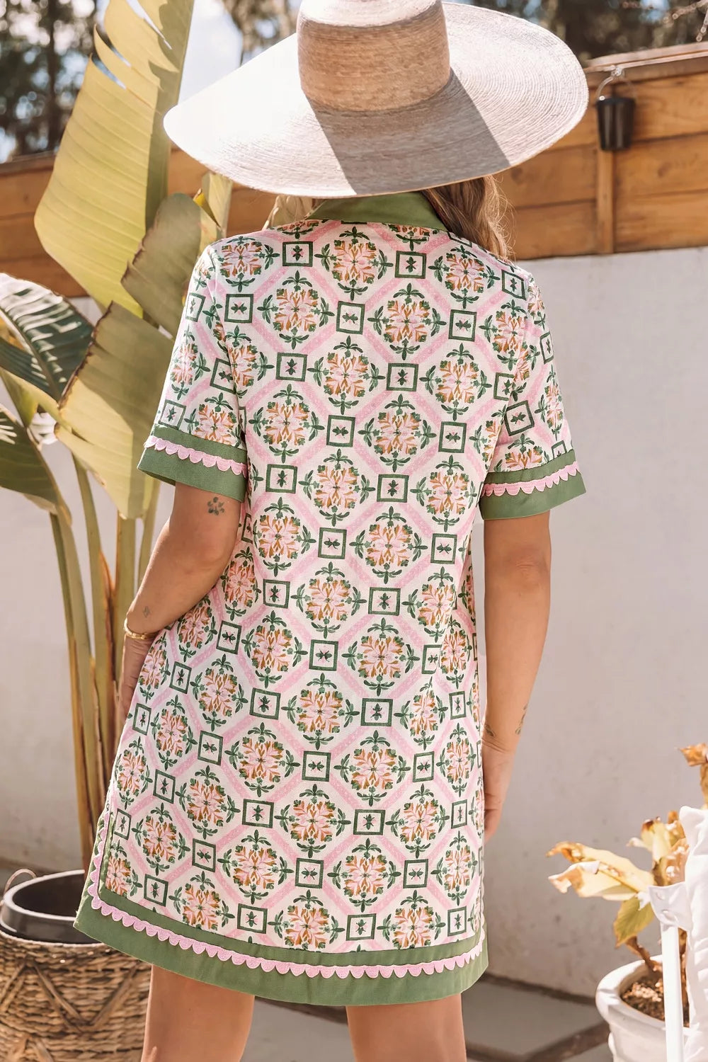 Boho Geometric Floral Mini Dress