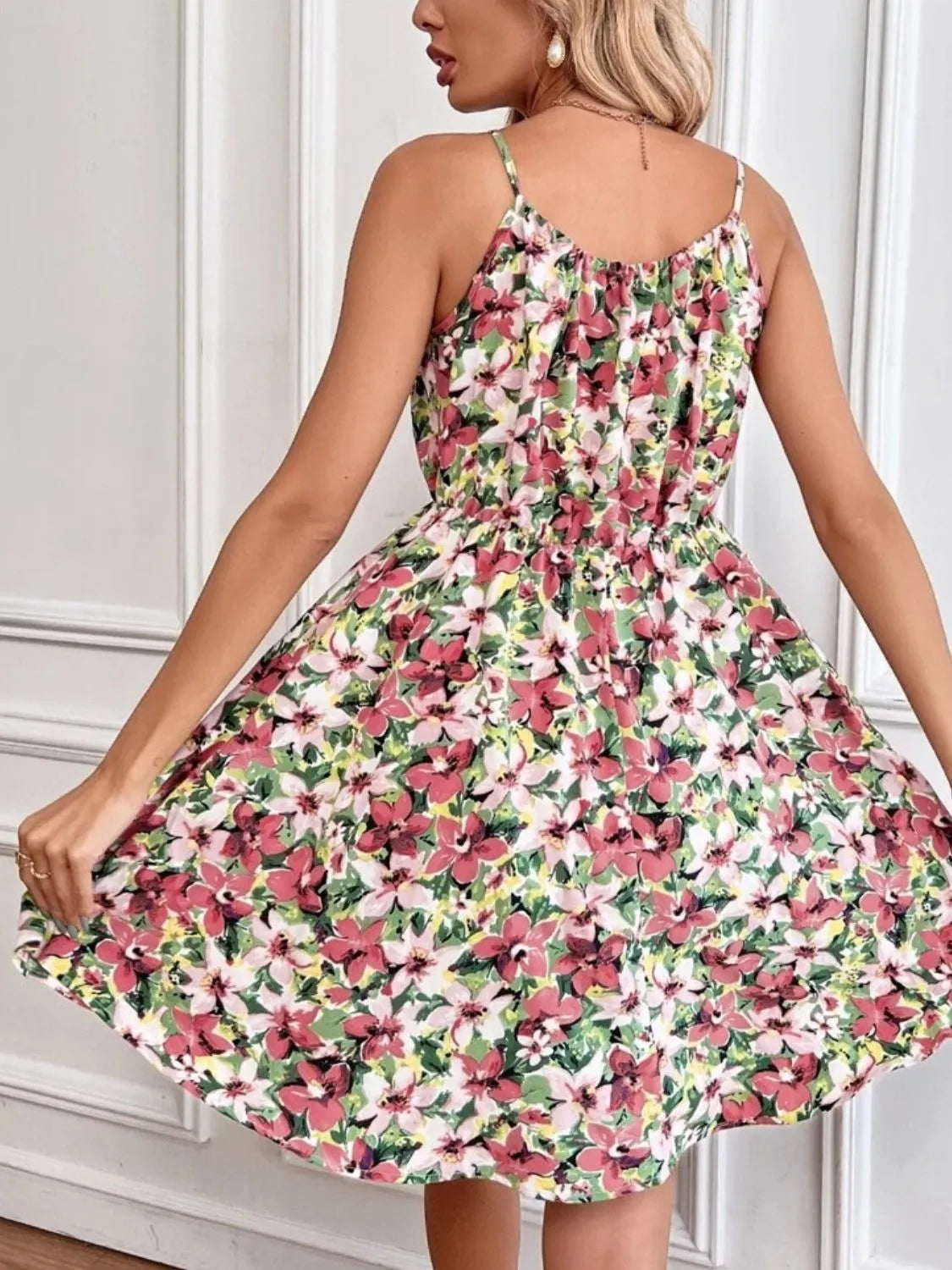 Floral Print Spaghetti-Strap Mini Dress