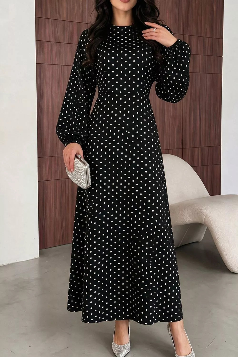 Polka Dot Tie-Waist Maxi Dress