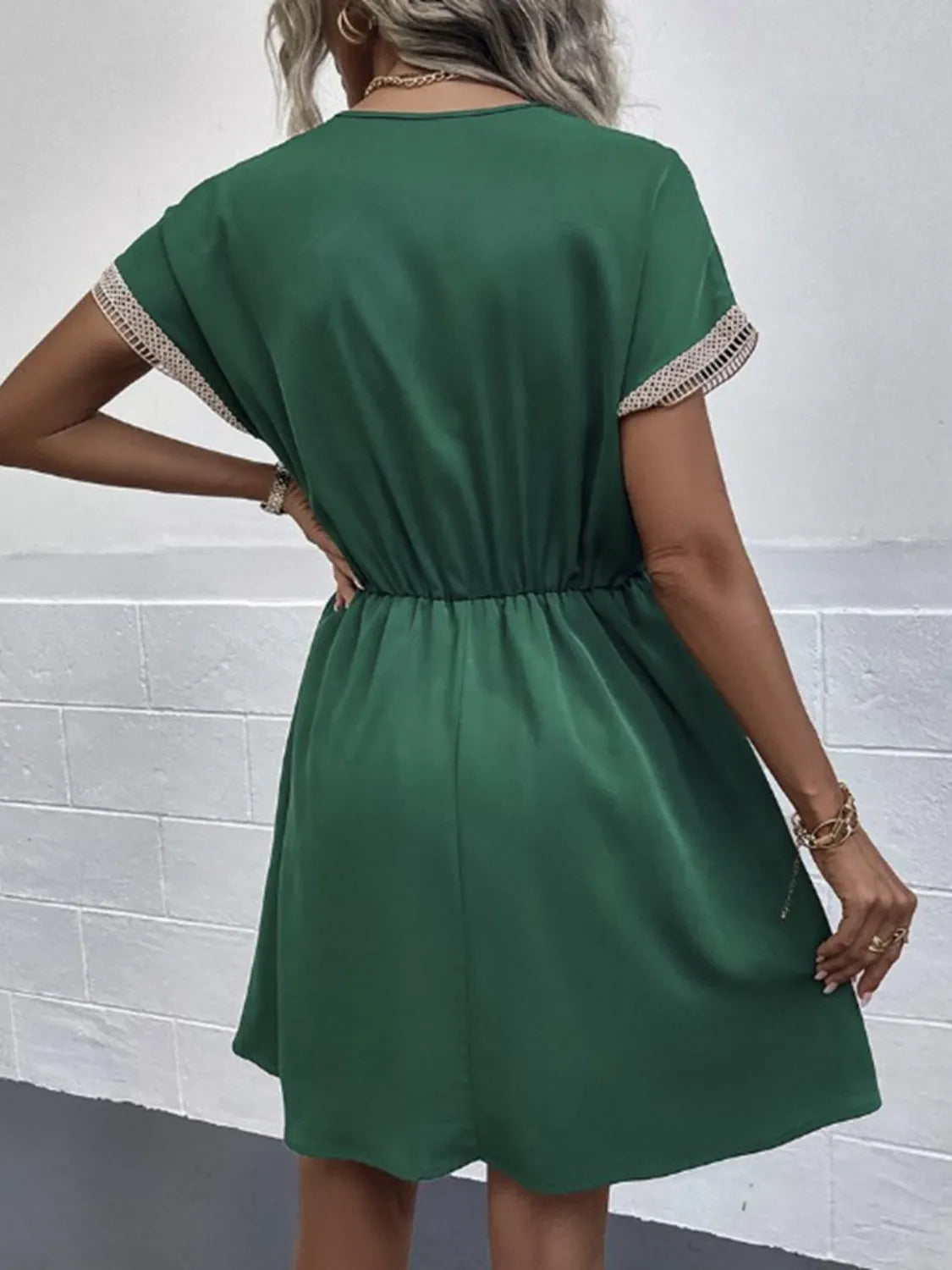 V-Neck Short Sleeve Plus Size Dress