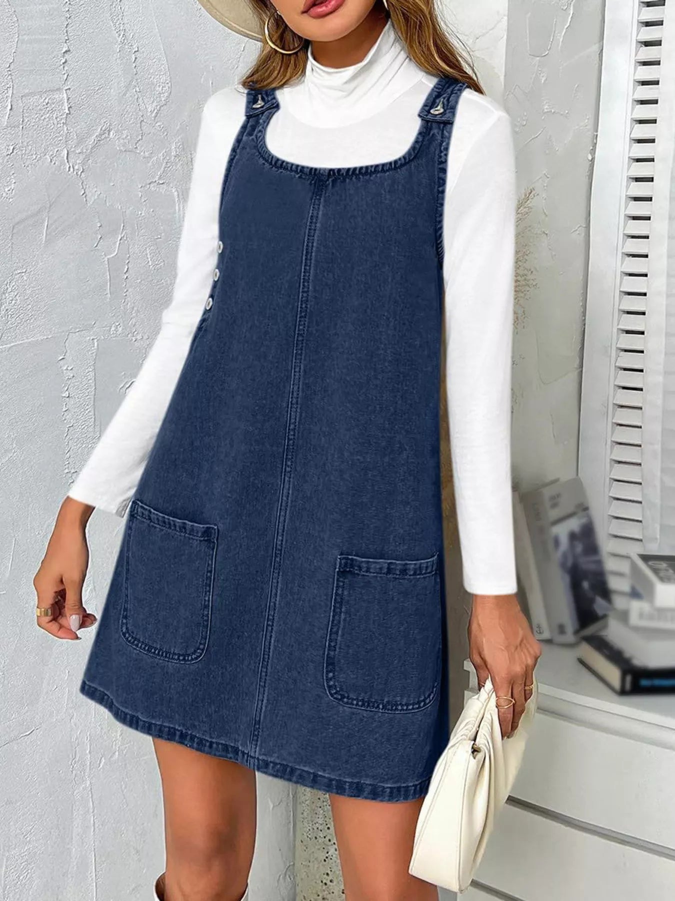 Casual Scoop Neck Sleeveless Denim Dress