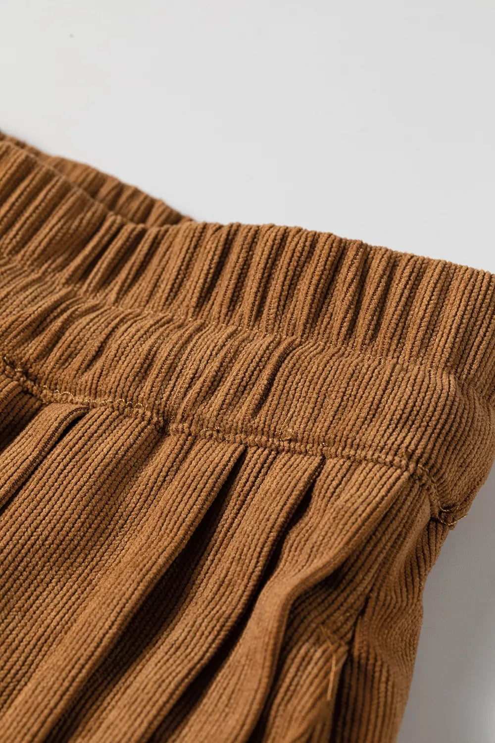 Button-Placket Wide Leg Ankle Pants in Camel