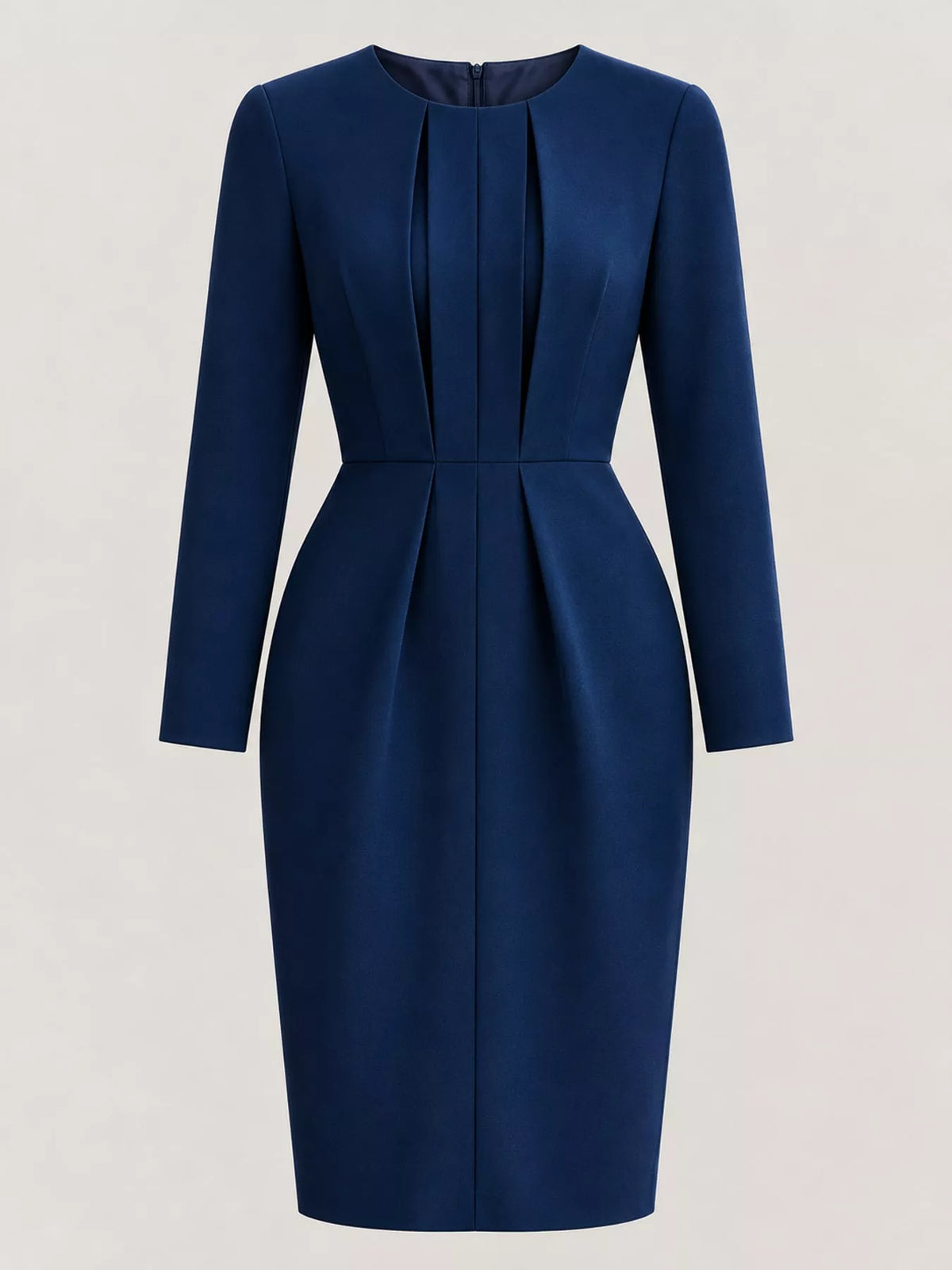 Pleated Long-Sleeve Bodycon Dress