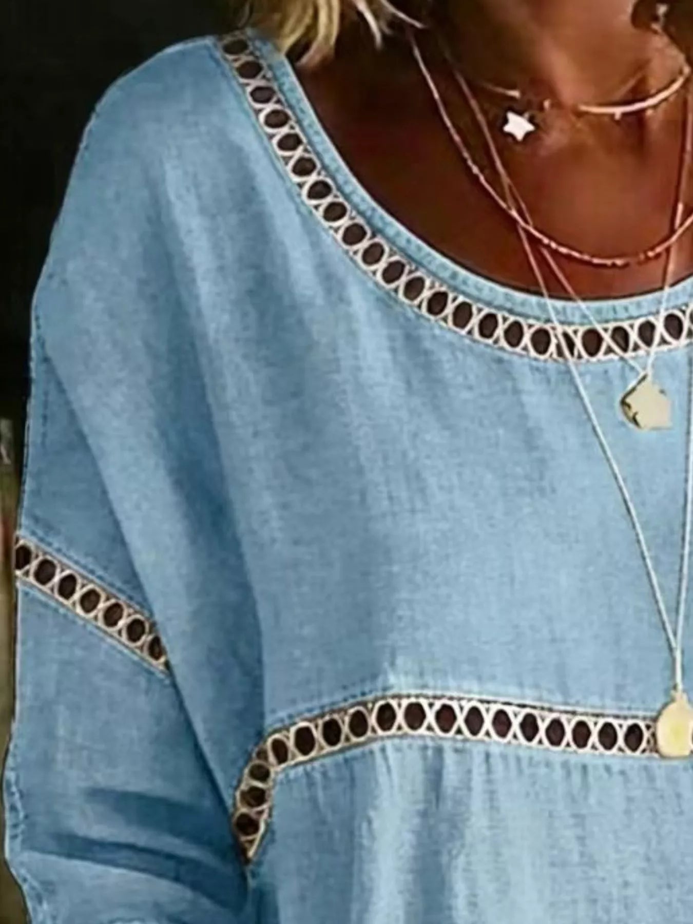 Hollow Out Round Neck Top