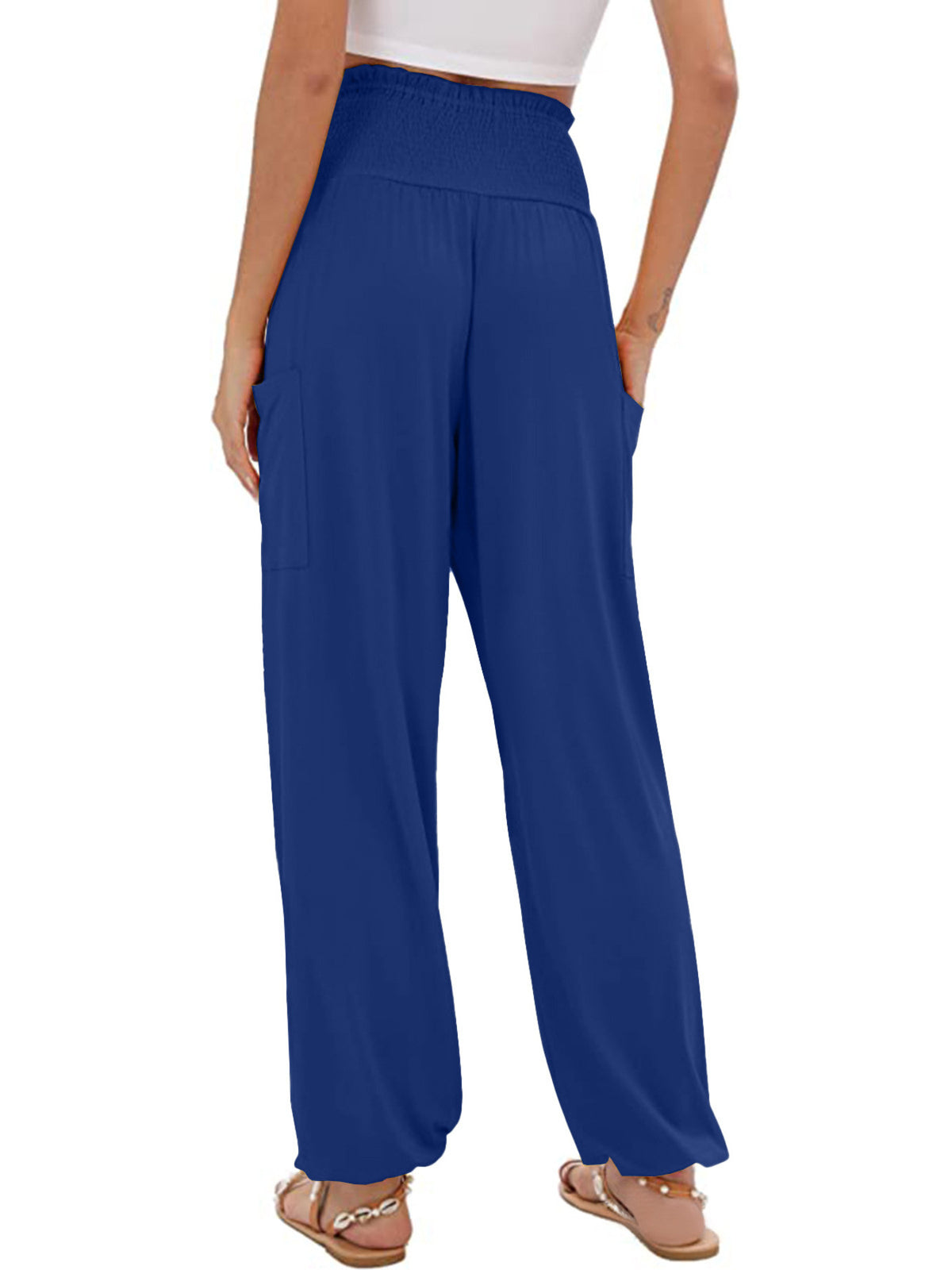 Smocked Waist Harem Pants