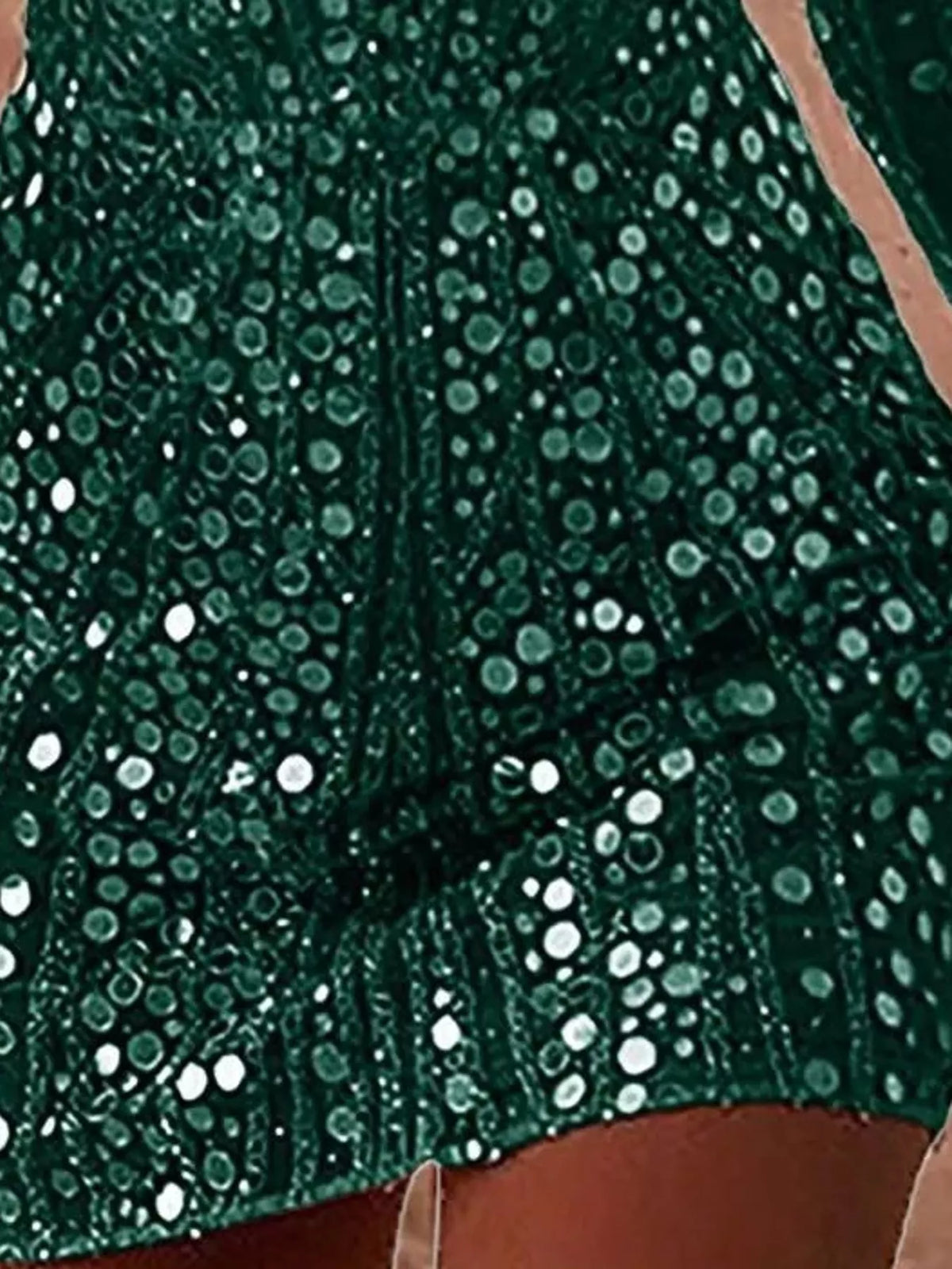 V-Neck Sequin Long Sleeve Mini Dress
