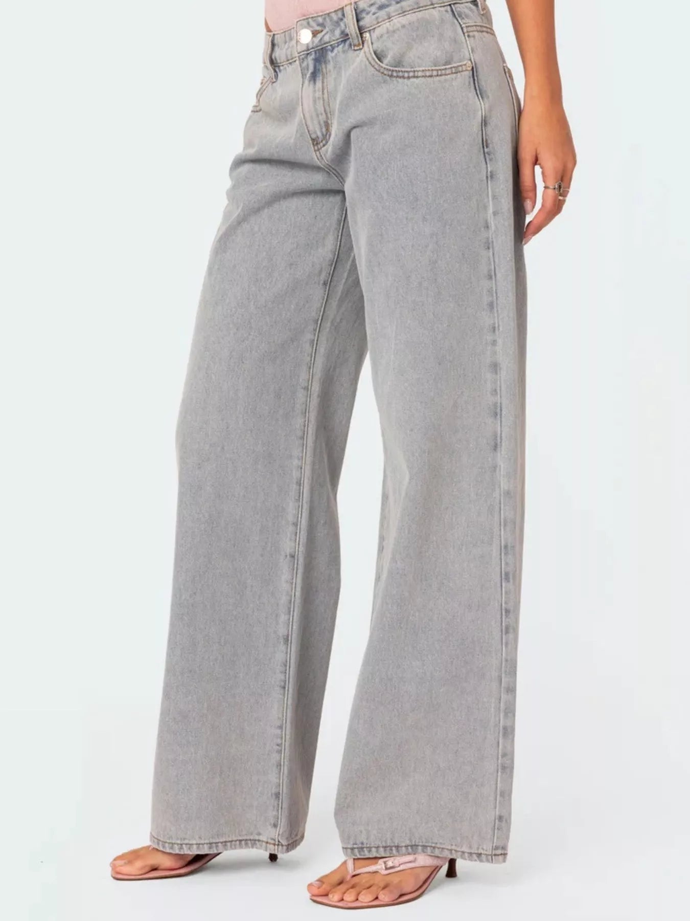 Washed Wide Leg Jeans in Light Wash